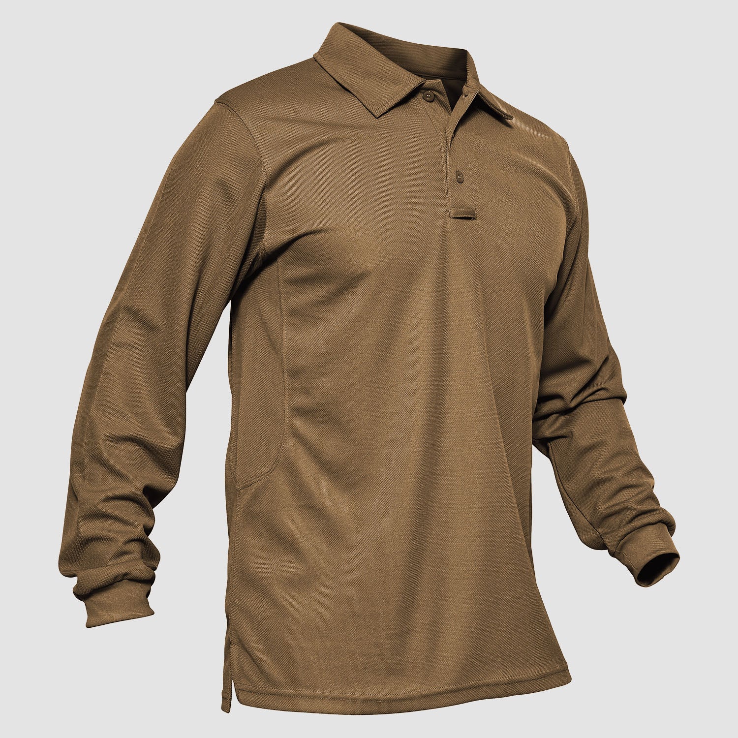 Men's Quick Dry Tactical Polo - Long Sleeve Performance Shirt Brown by MAGCOMSEN #Color_Brown