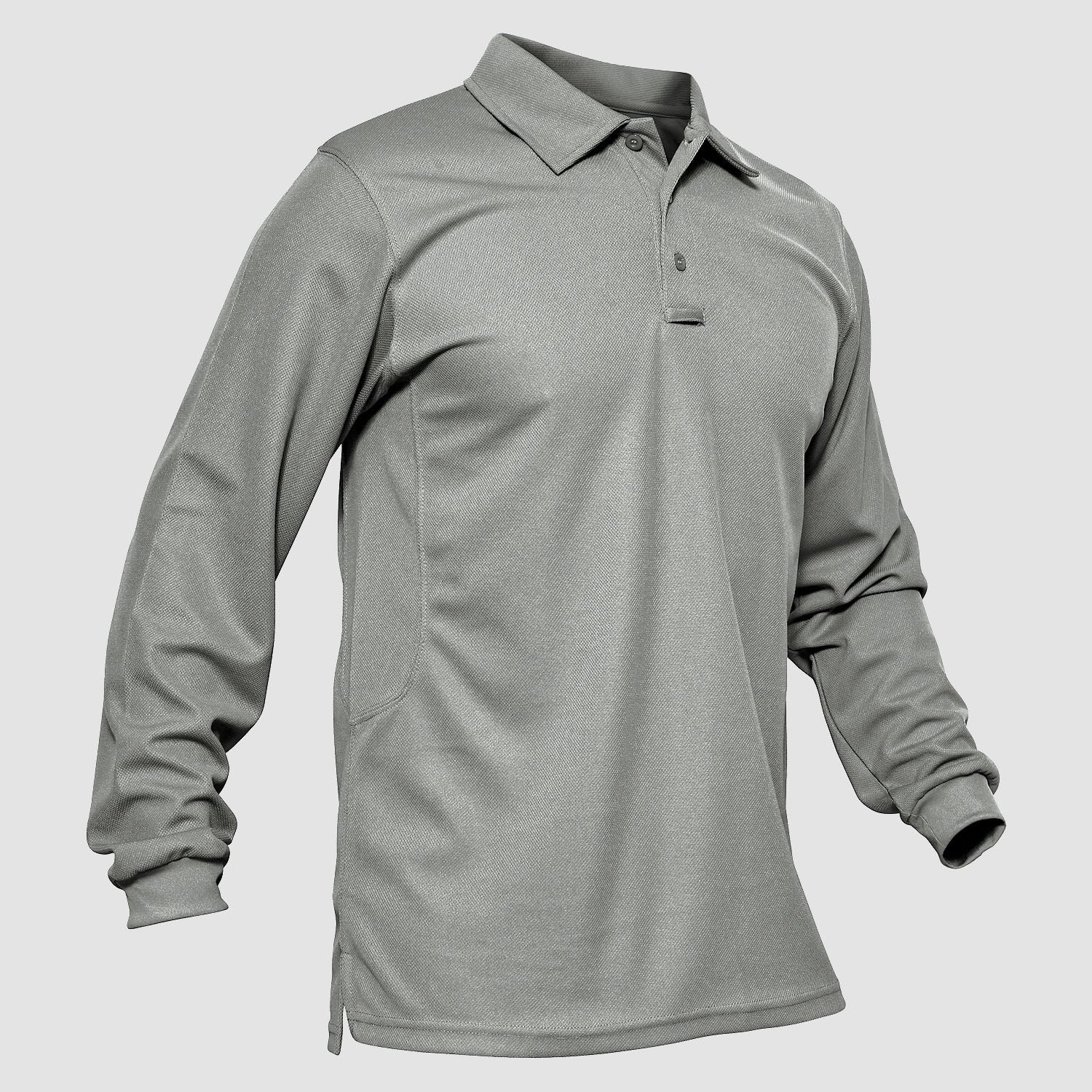 Men's Quick Dry Tactical Polo - Long Sleeve Performance Shirt Light Grey by MAGCOMSEN #Color_Light Grey