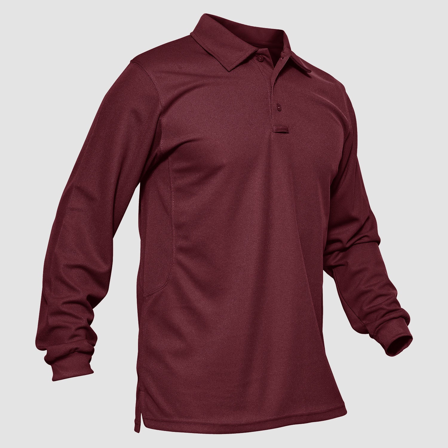 Men's Quick Dry Tactical Polo - Long Sleeve Performance Shirt Wine by MAGCOMSEN #Color_Wine