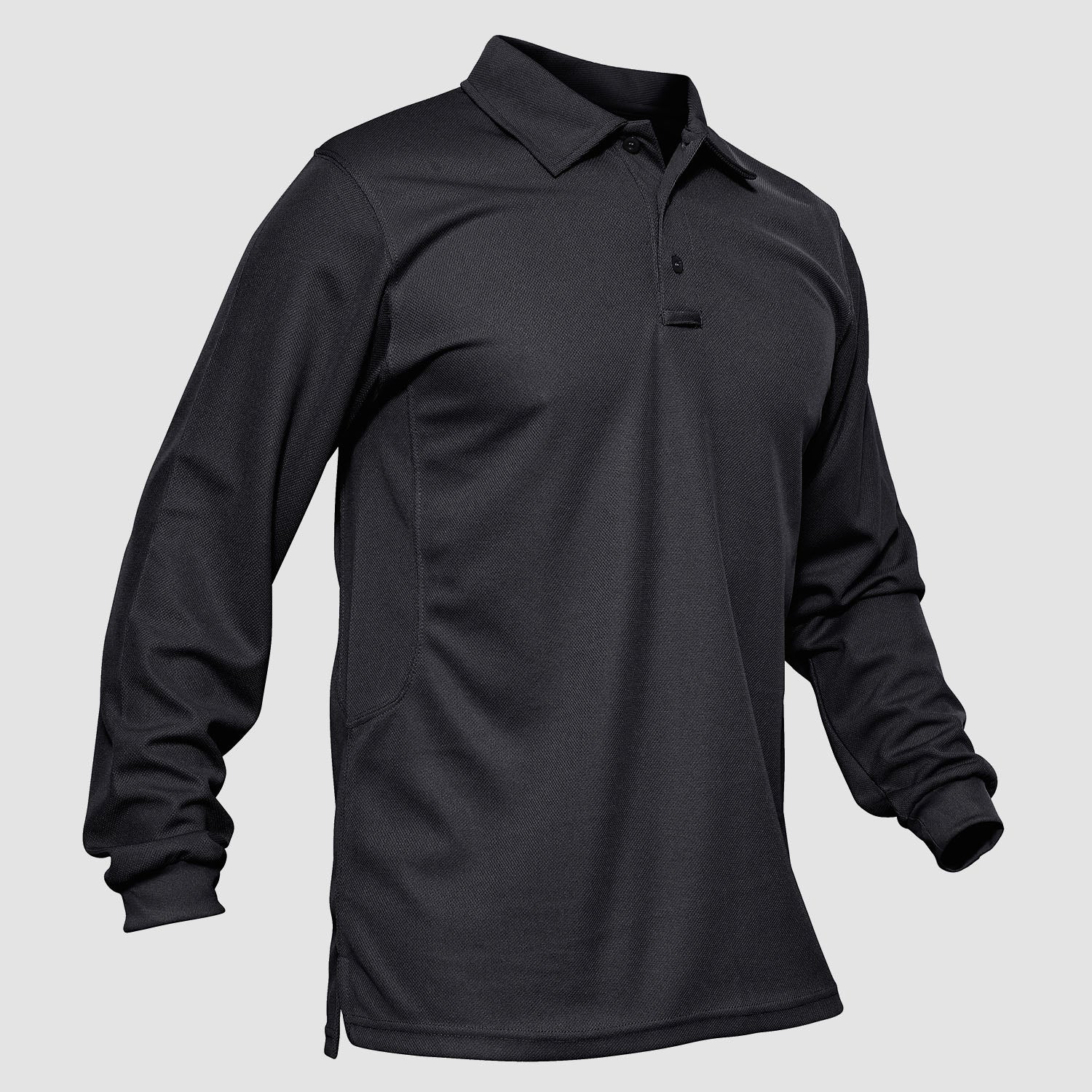 Men's Quick Dry Tactical Polo - Long Sleeve Performance Shirt Black by MAGCOMSEN #Color_Black