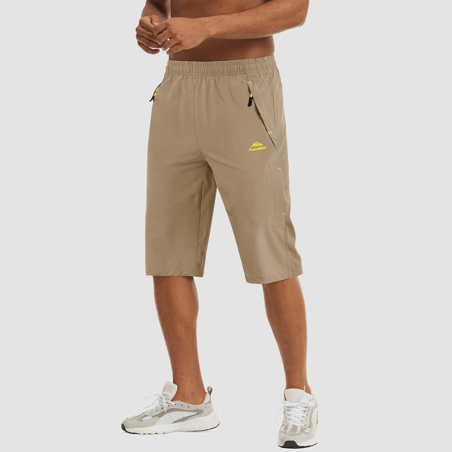 Khaki  Men's Quick Dry Hiking Running Shorts-MAGCOMSEN