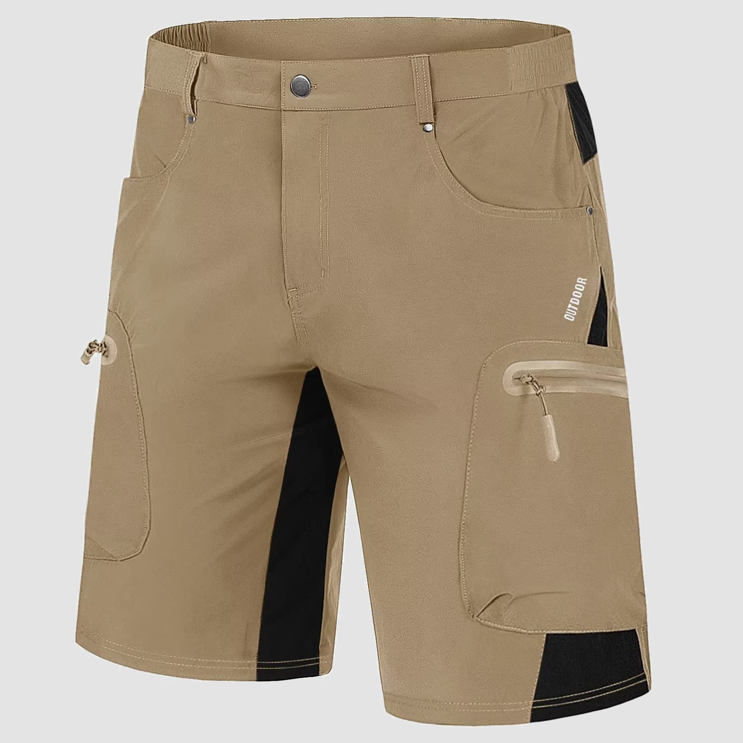 Khaki Men's Quick Dry Cargo Shorts - MAGCOMSEN