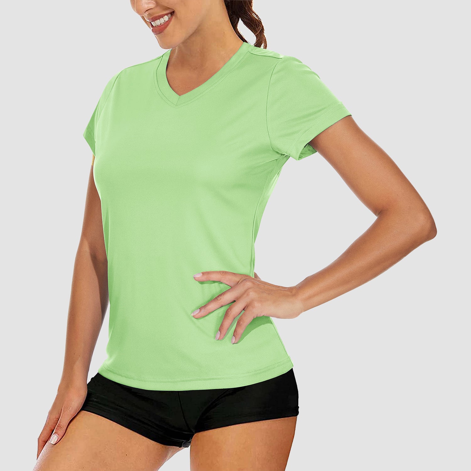 Women's T-Shirts Short Sleeve Quick Dry Athletic V-Neck Tee Shirt Running