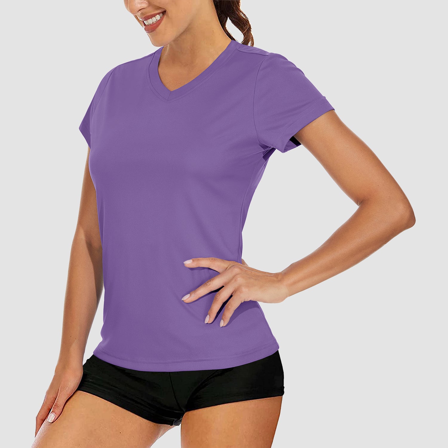 Women's T-Shirts Short Sleeve Quick Dry Athletic V-Neck Tee Shirt Running