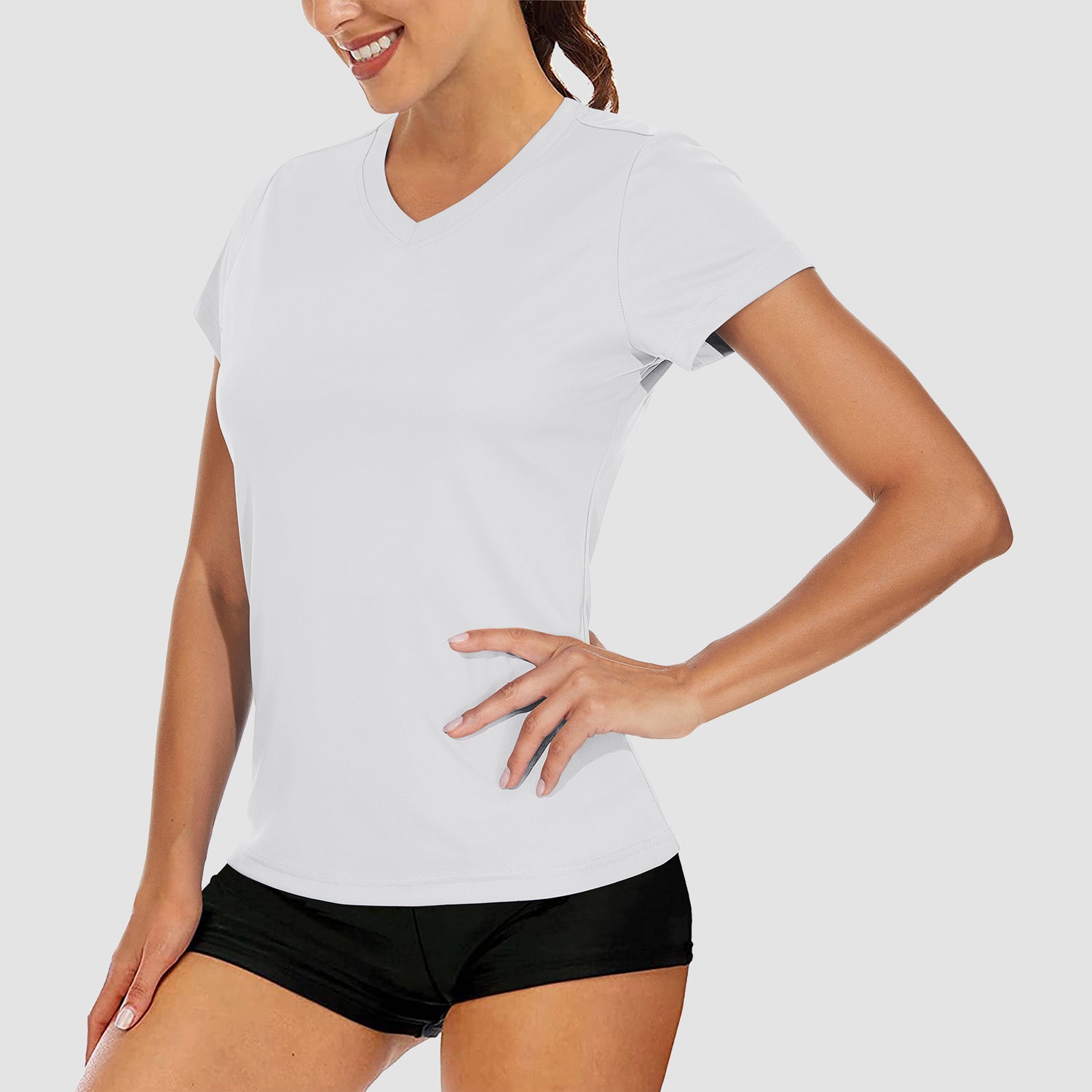 Women's T-Shirts Short Sleeve Quick Dry Athletic V-Neck Tee Shirt Running