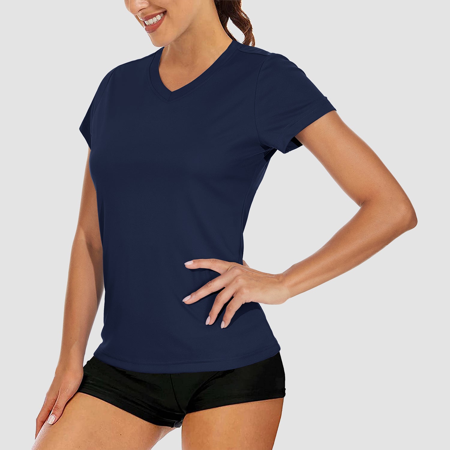 Women's T-Shirts Short Sleeve Quick Dry Athletic V-Neck Tee Shirt Running