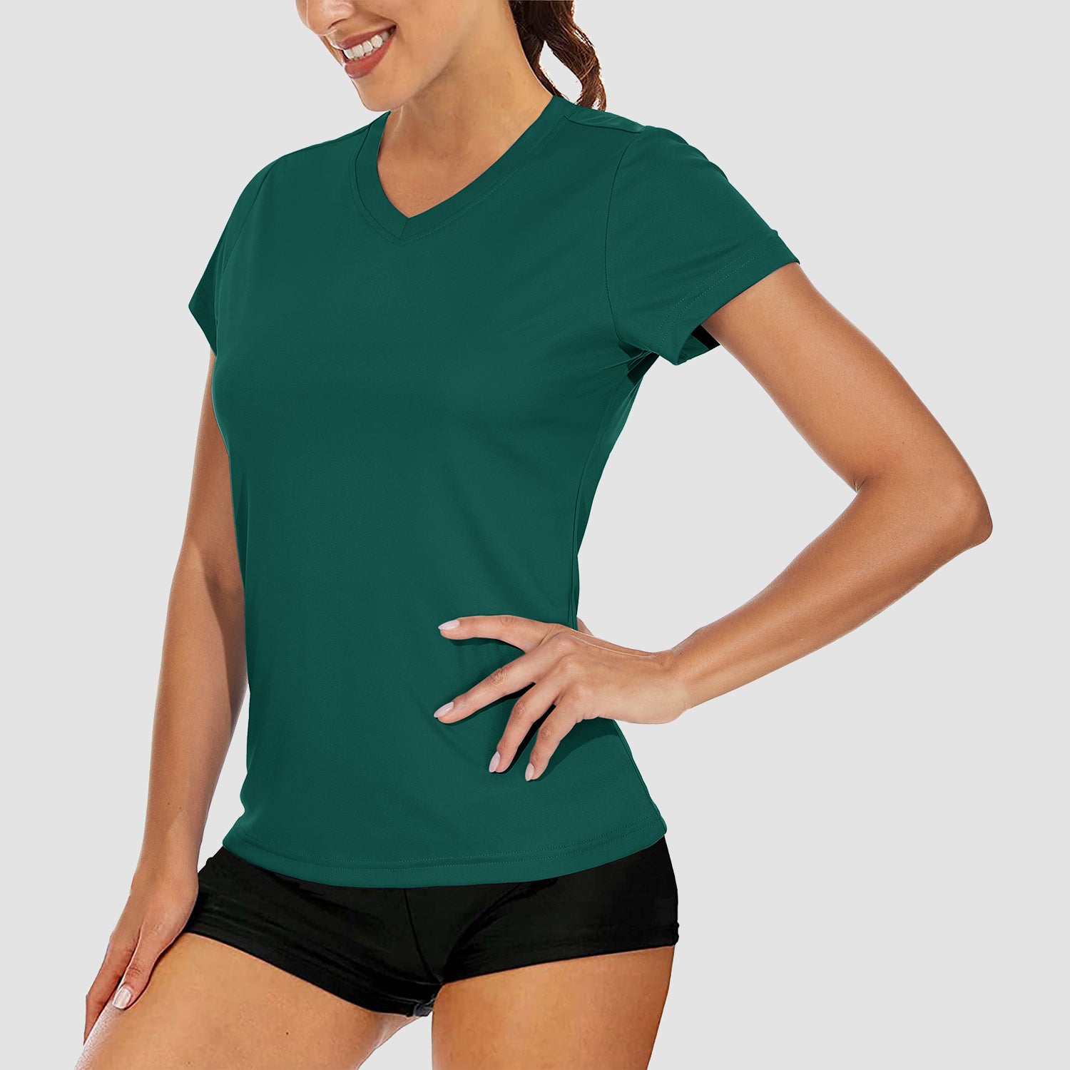 Women's T-Shirts Short Sleeve Quick Dry Athletic V-Neck Tee Shirt Running