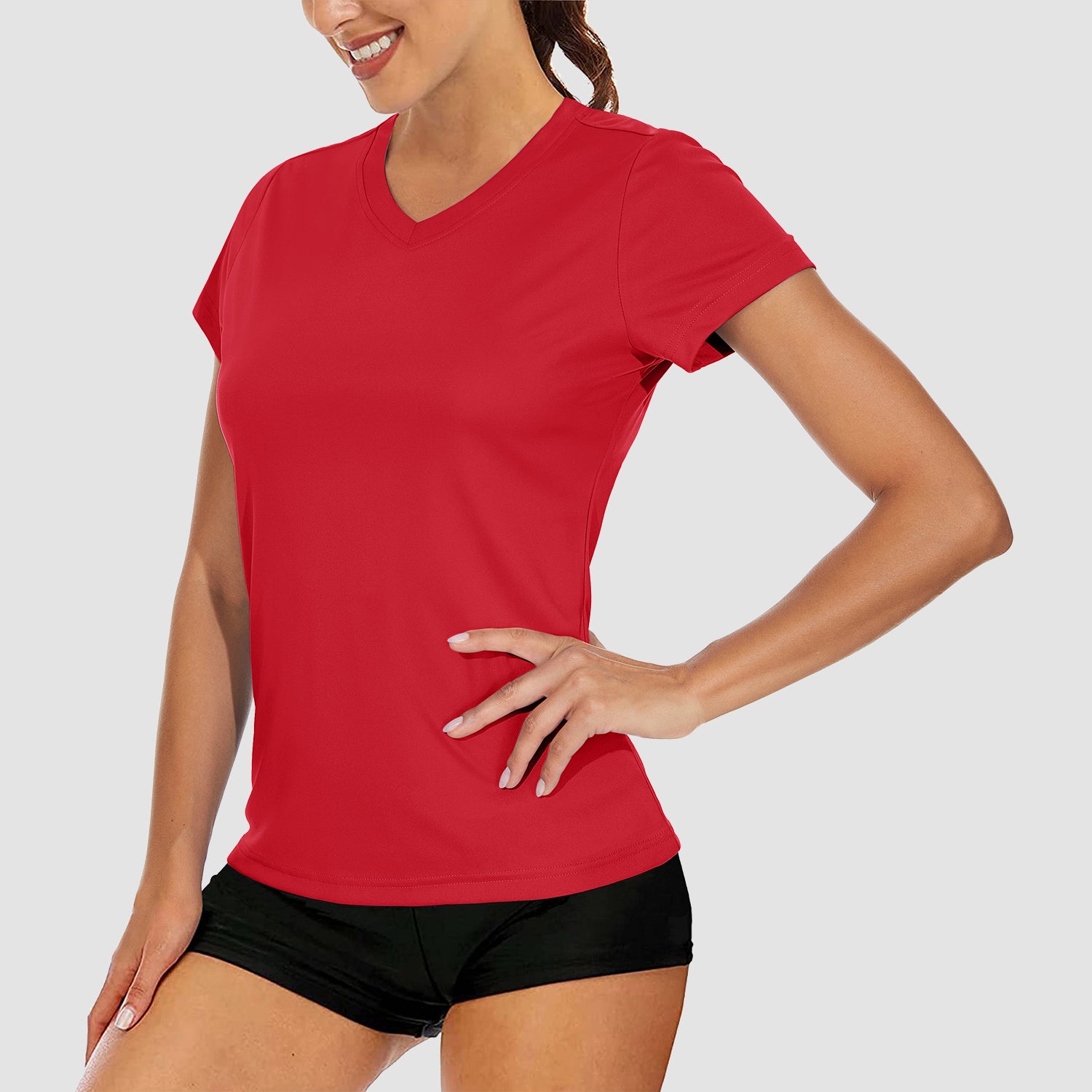 Women's T-Shirts Short Sleeve Quick Dry Athletic V-Neck Tee Shirt Running