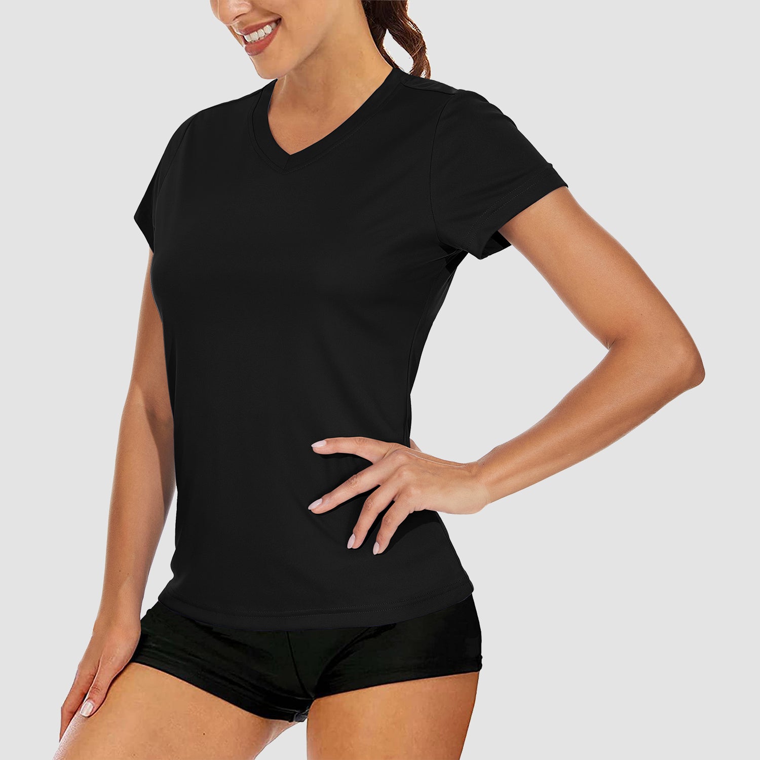 Women's T-Shirts Short Sleeve Quick Dry Athletic V-Neck Tee Shirt Running
