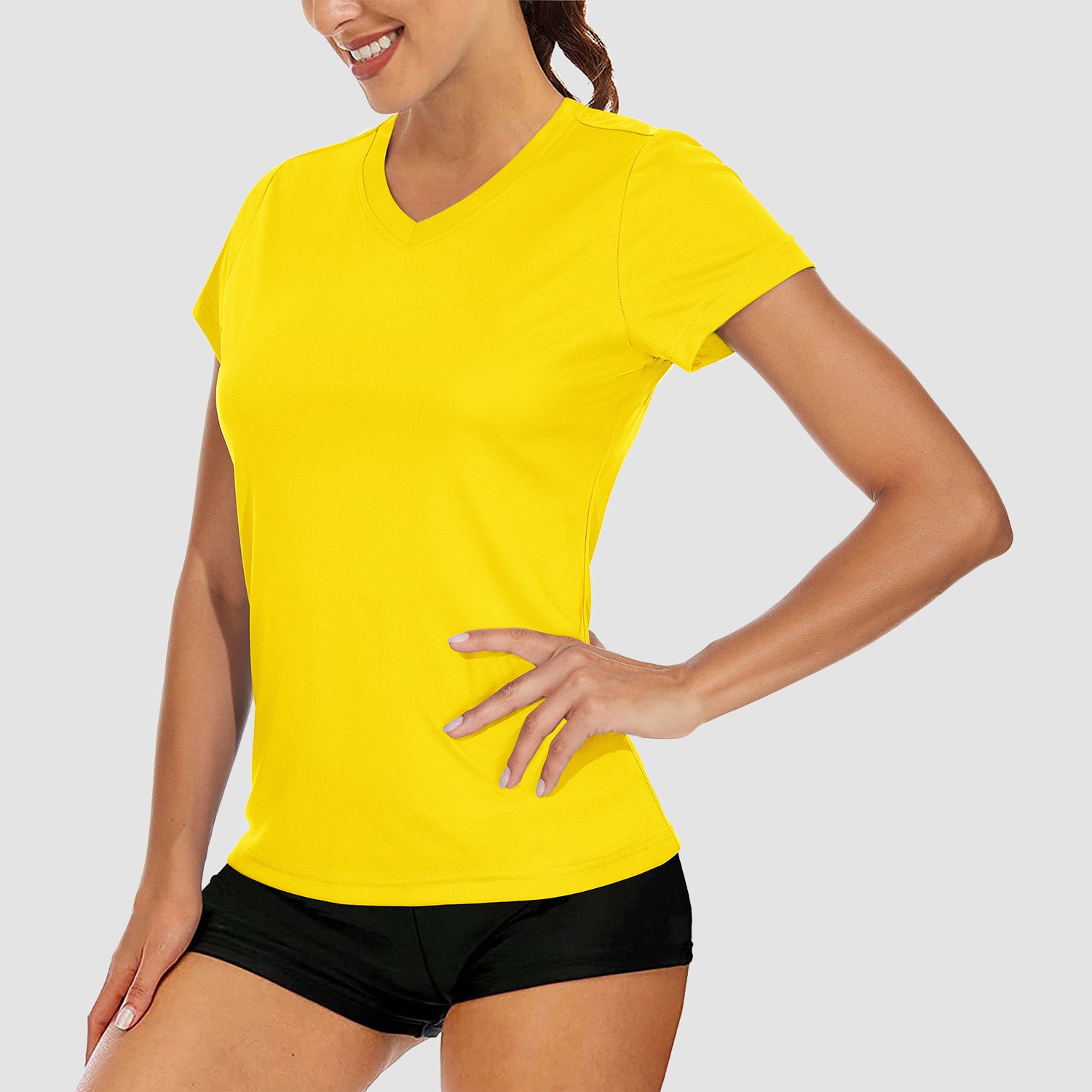Women's T-Shirts Short Sleeve Quick Dry Athletic V-Neck Tee Shirt Running