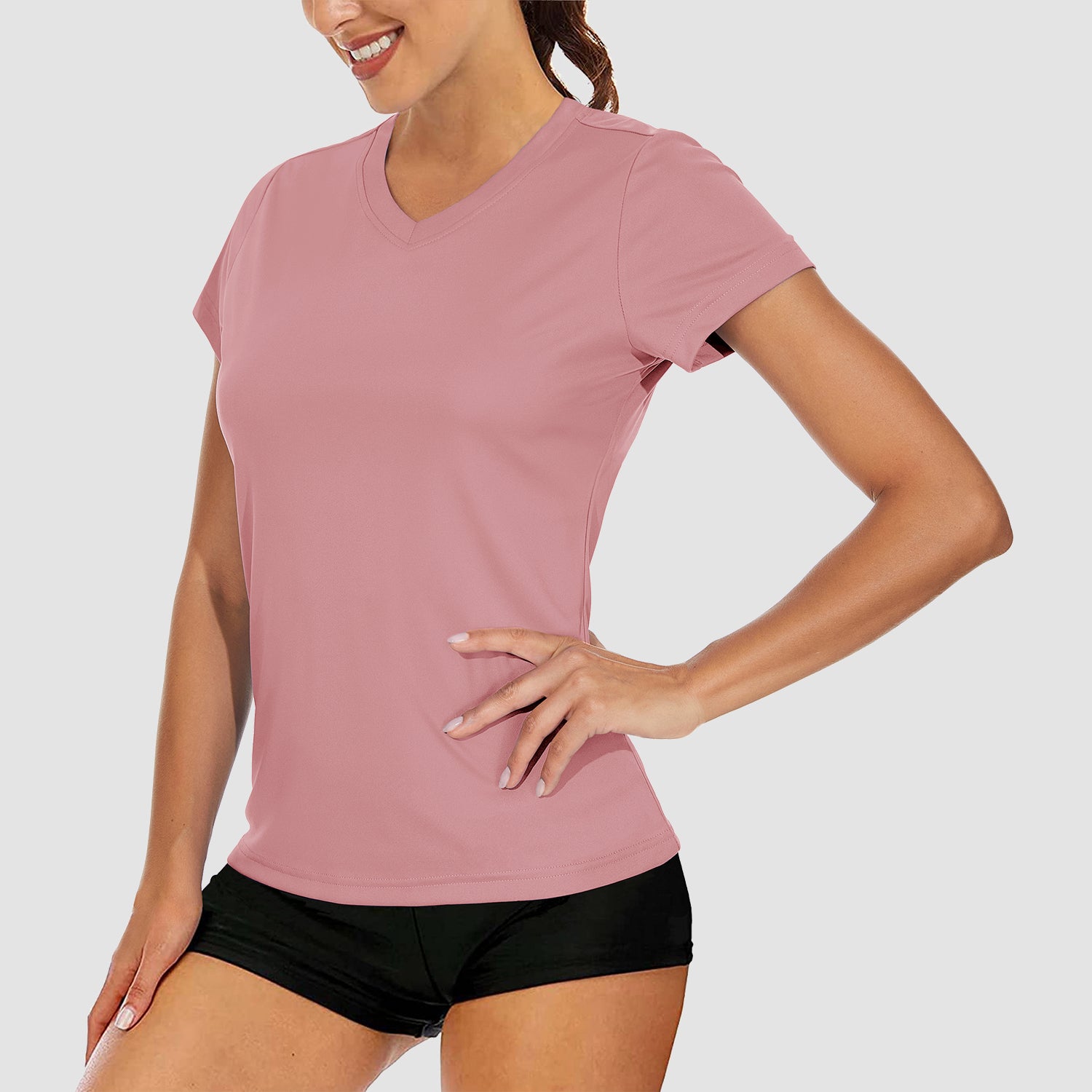 Women's T-Shirts Short Sleeve Quick Dry Athletic V-Neck Tee Shirt Running