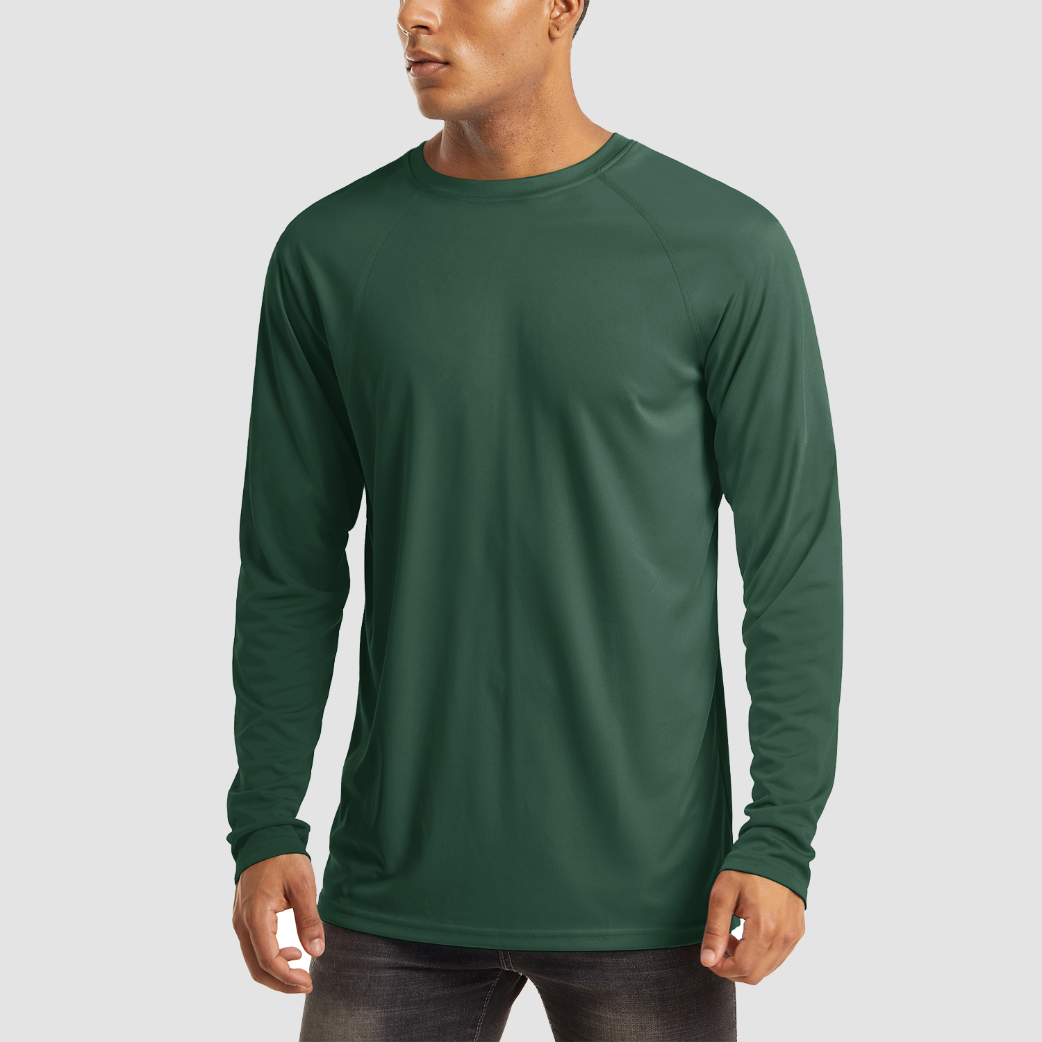 Dark Green Men's UPF 50+ Quick Dry Shirt - Sun Protection for Hiking - MAGCOMSEN #Color_Dark Green