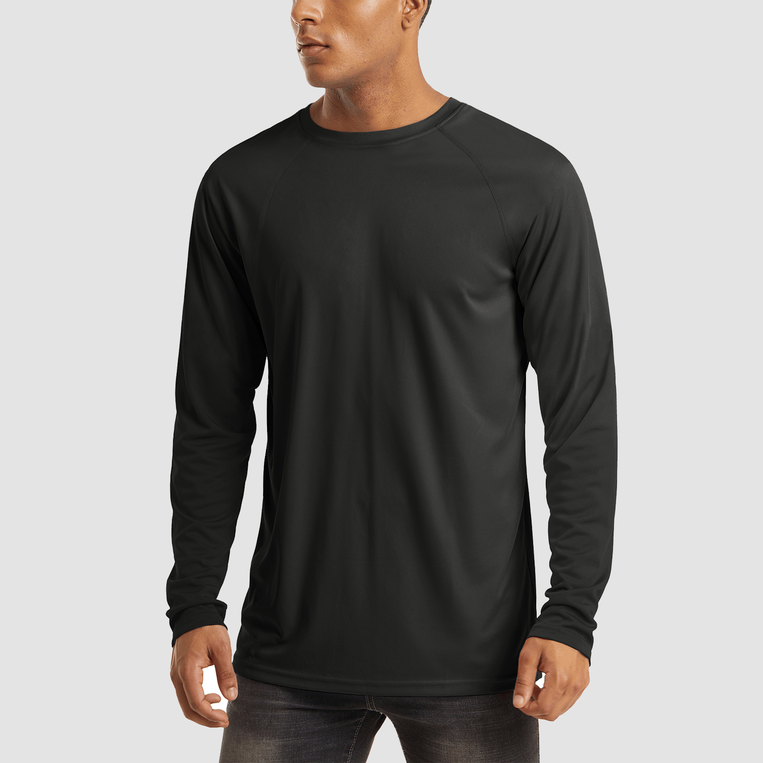 Black Men's UPF 50+ Quick Dry Shirt - Sun Protection for Hiking - MAGCOMSEN