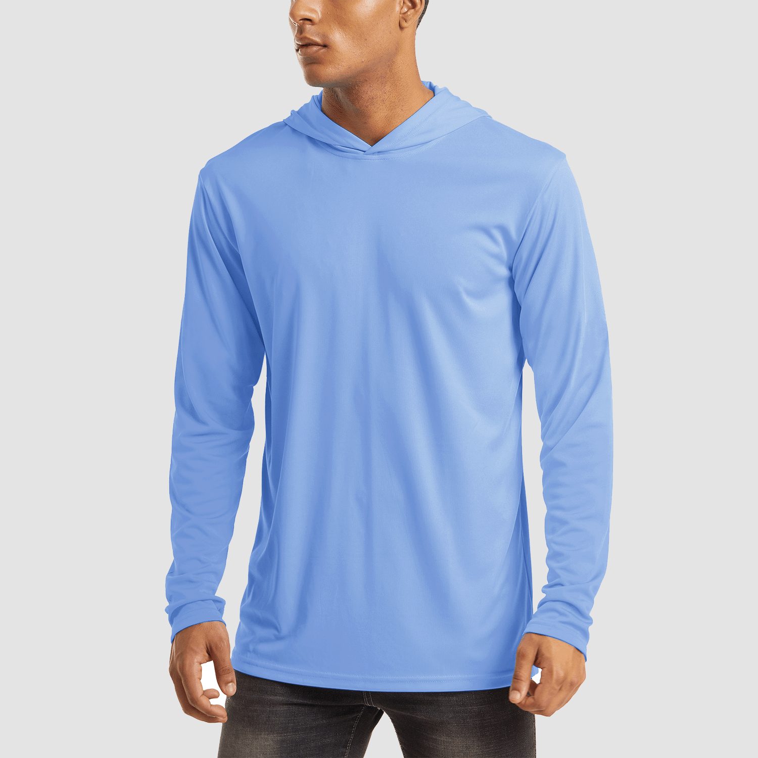 Men's Hooded UPF 50+ Sun Protection Long Sleeve Athletic Fishing Shirts