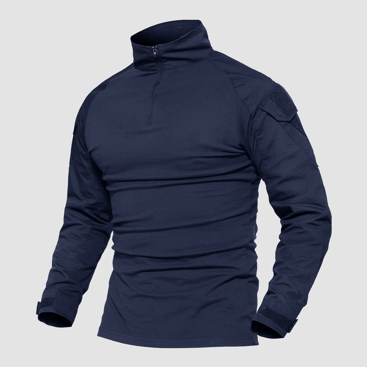 Men's Tactical Military 1/4 Zip Long Sleeve Camo Shirt with Pockets