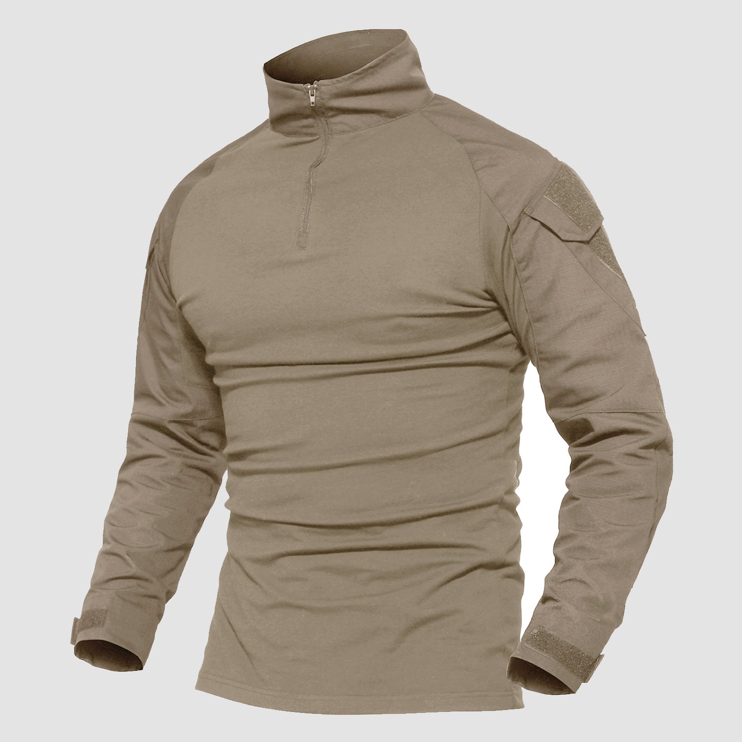 Men's Tactical Military 1/4 Zip Long Sleeve Camo Shirt with Pockets