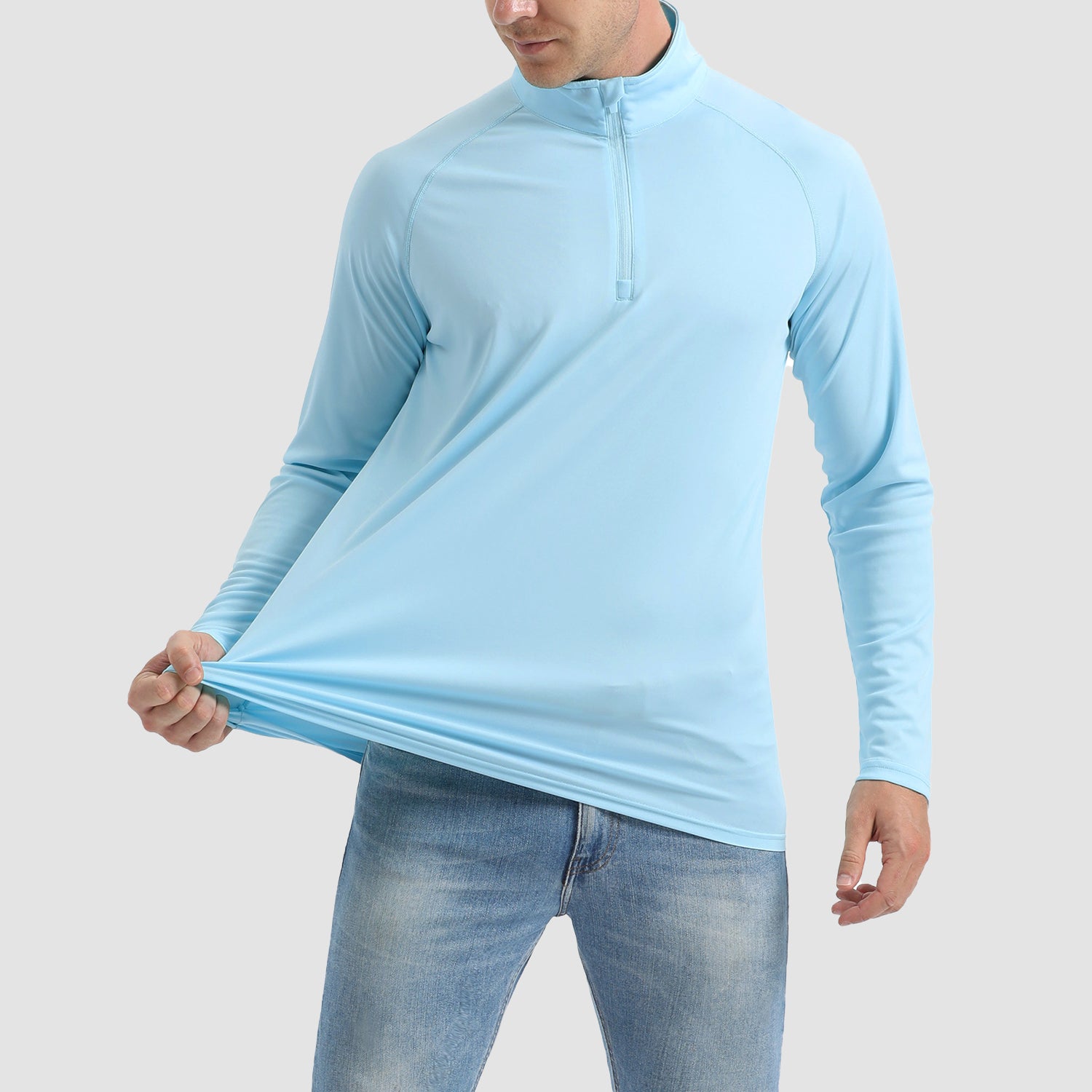 Men's UPF 50 Quick Dry Shirts 1/4 Zip Breathable Long Sleeve Shirts for Outdoor Sports