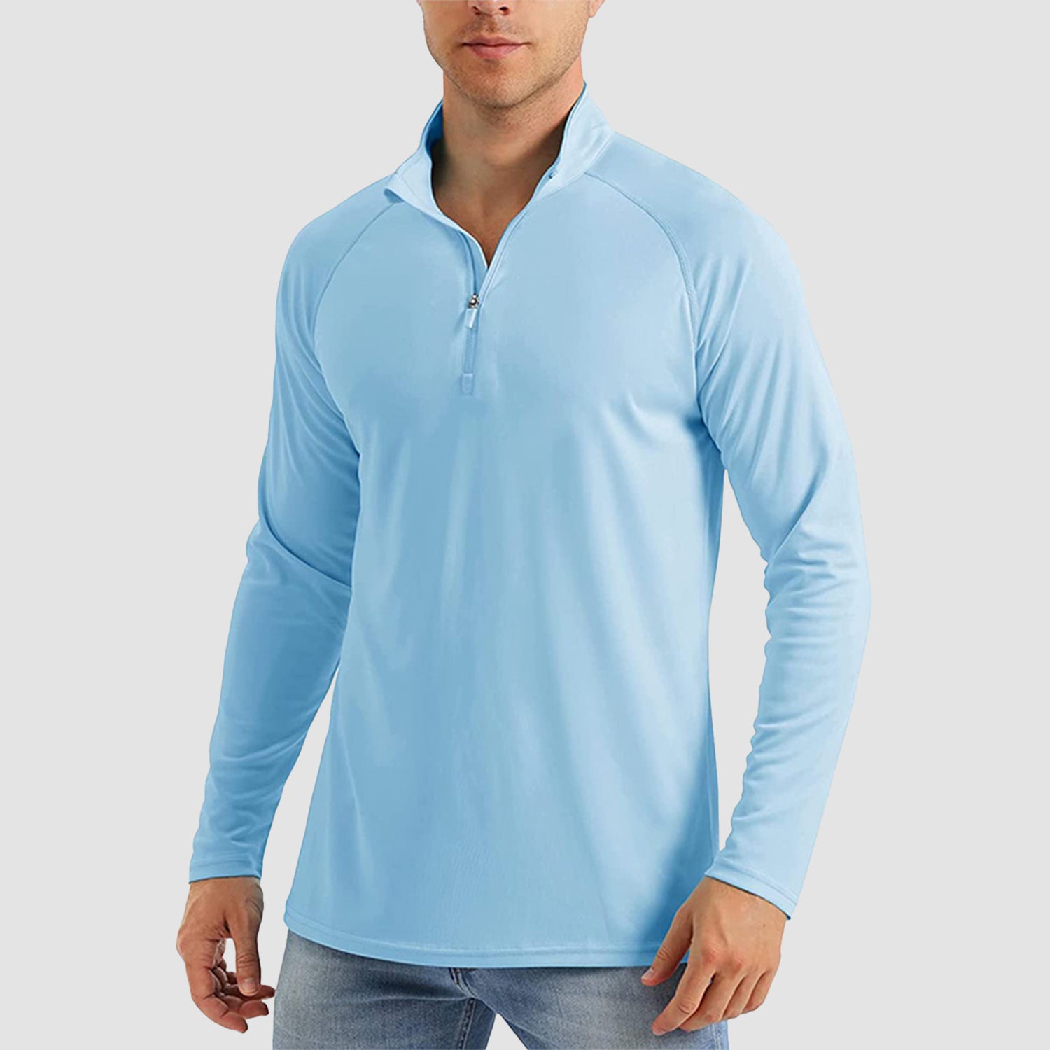 Men's UPF 50 Quick Dry Shirts 1/4 Zip Breathable Long Sleeve Shirts for Outdoor Sports
