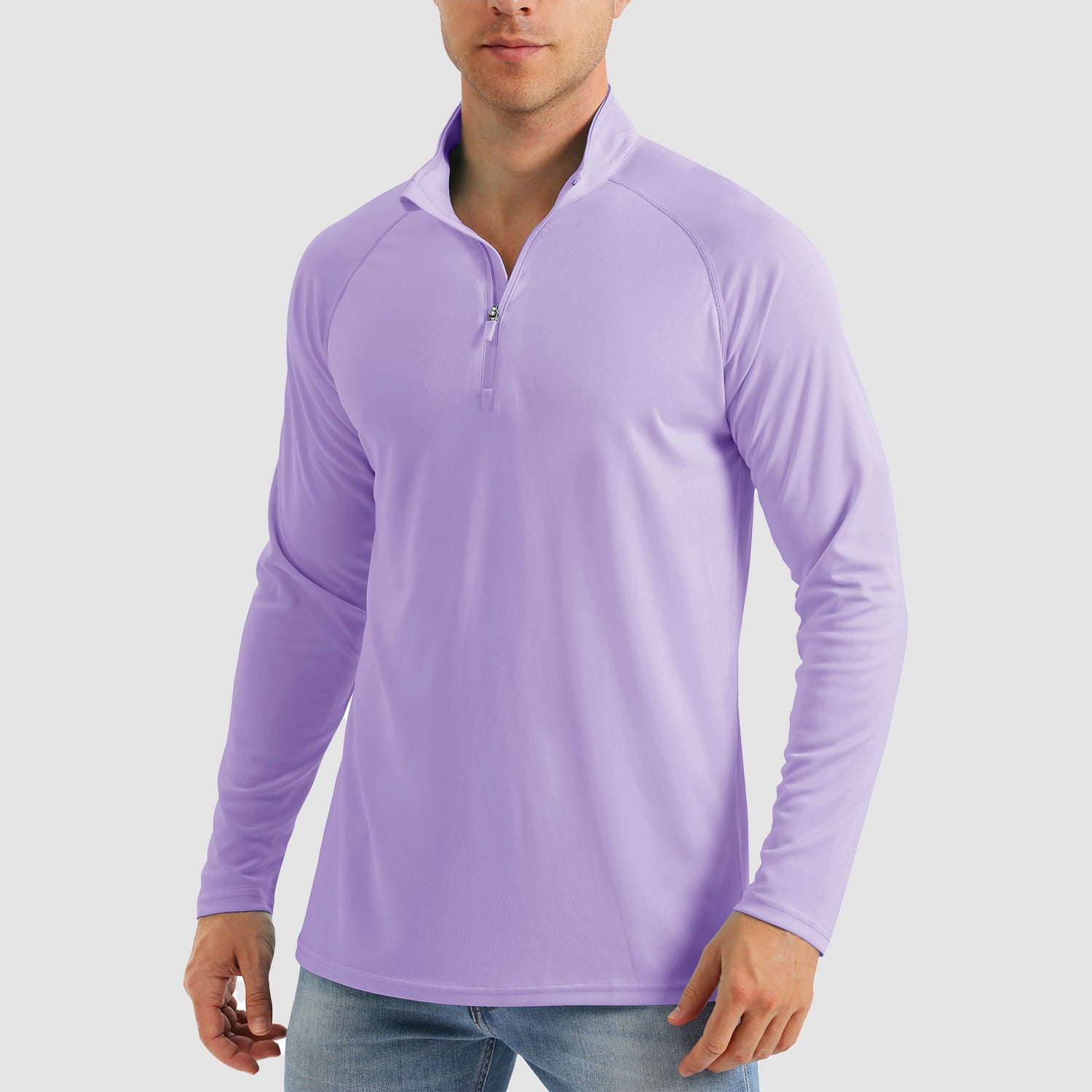 Men's UPF 50 Quick Dry Shirts 1/4 Zip Breathable Long Sleeve Shirts for Outdoor Sports