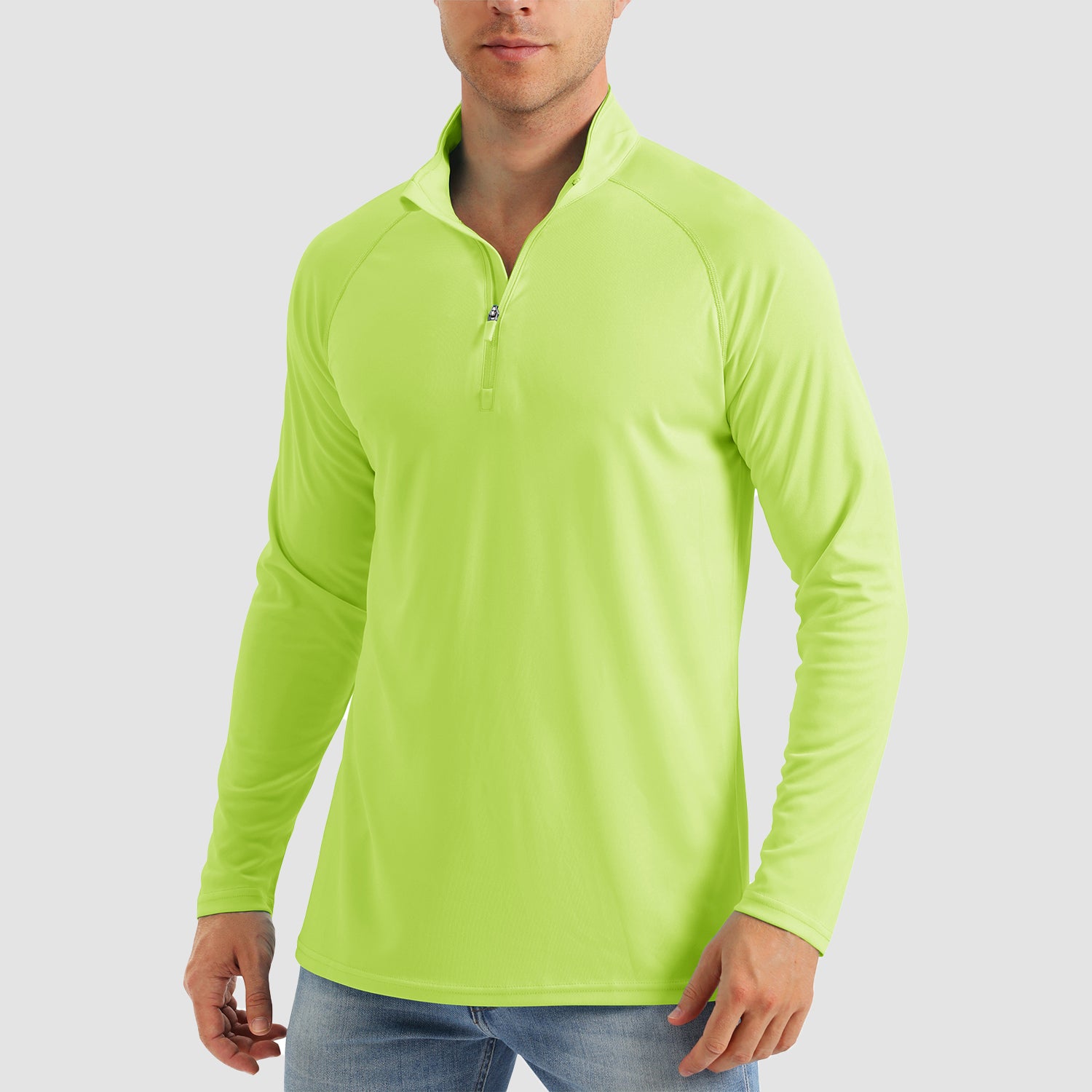 Men's UPF 50 Quick Dry Shirts 1/4 Zip Breathable Long Sleeve Shirts for Outdoor Sports