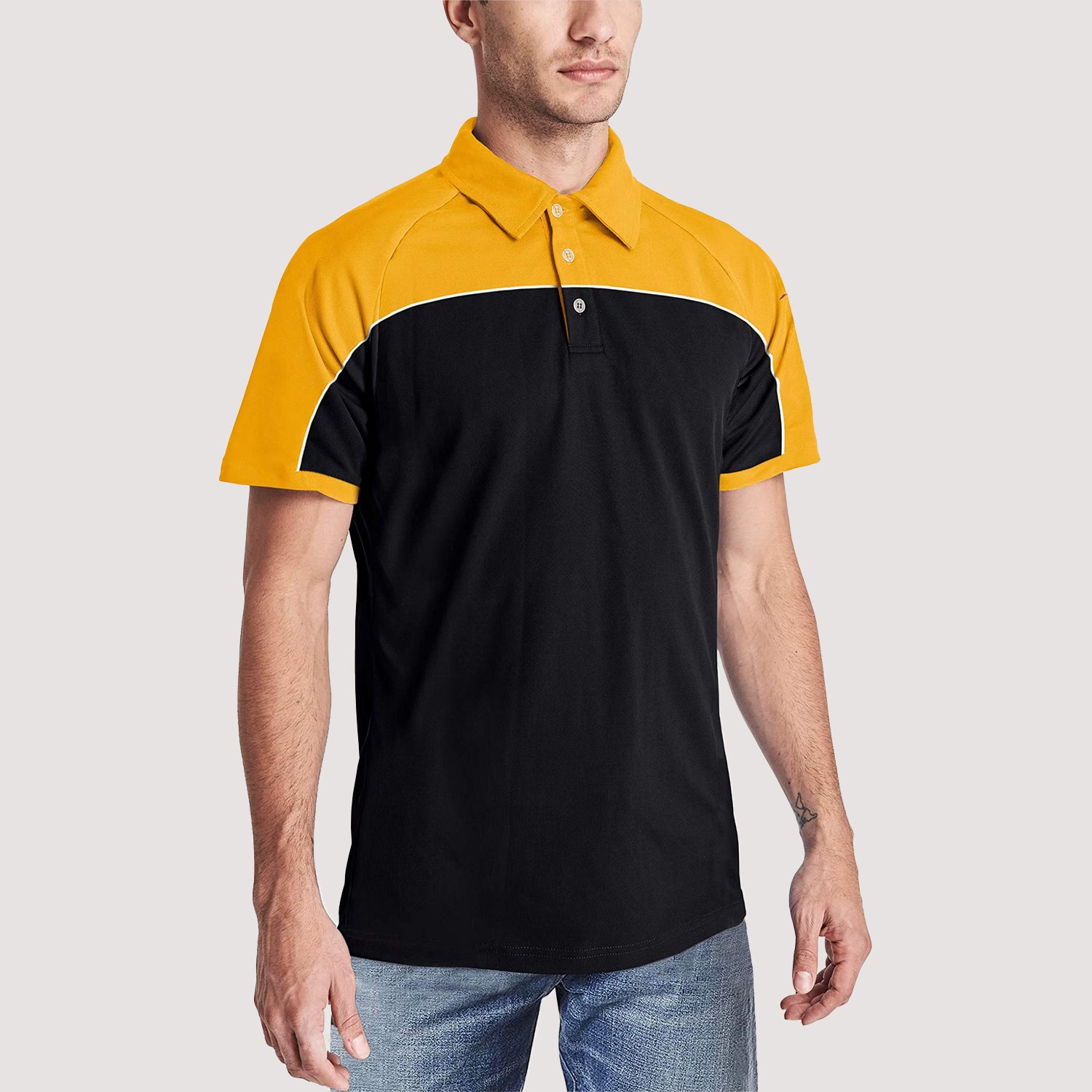 Men's Outdoor Golf Polo Shirts Short Sleeve 3 Button Quick Dry Casucal Polo T-Shirts