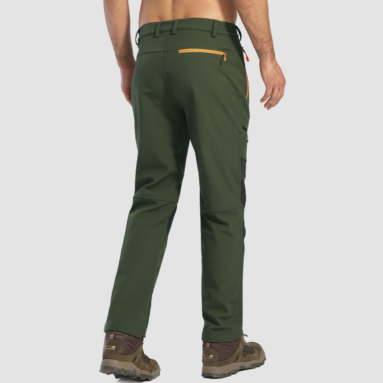 Men's Fleece Lined Softshell Pants with 4 Zipper Pockets Water Resistant Outdoor Hiking Skiing Pants