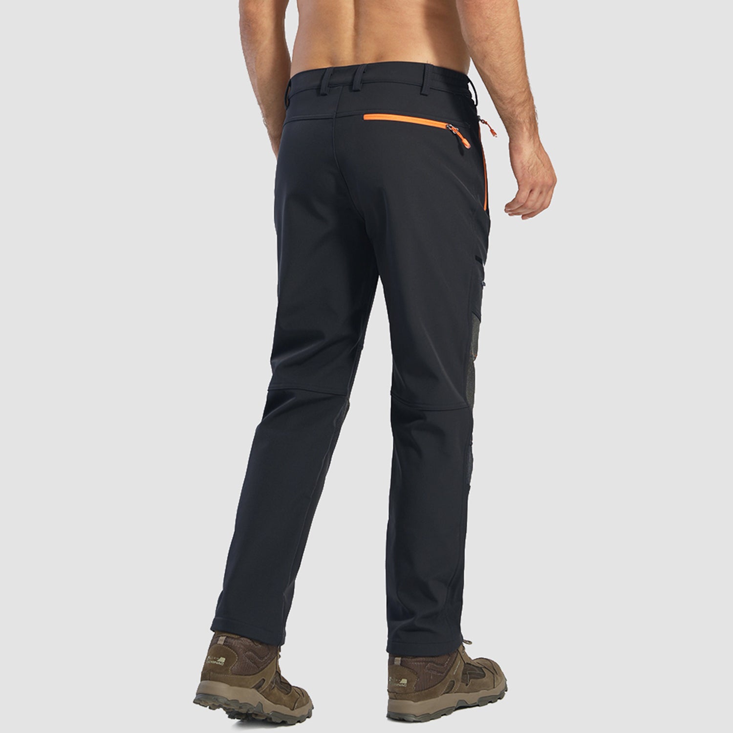 Men's Fleece Lined Softshell Pants with 4 Zipper Pockets Water Resistant Outdoor Hiking Skiing Pants