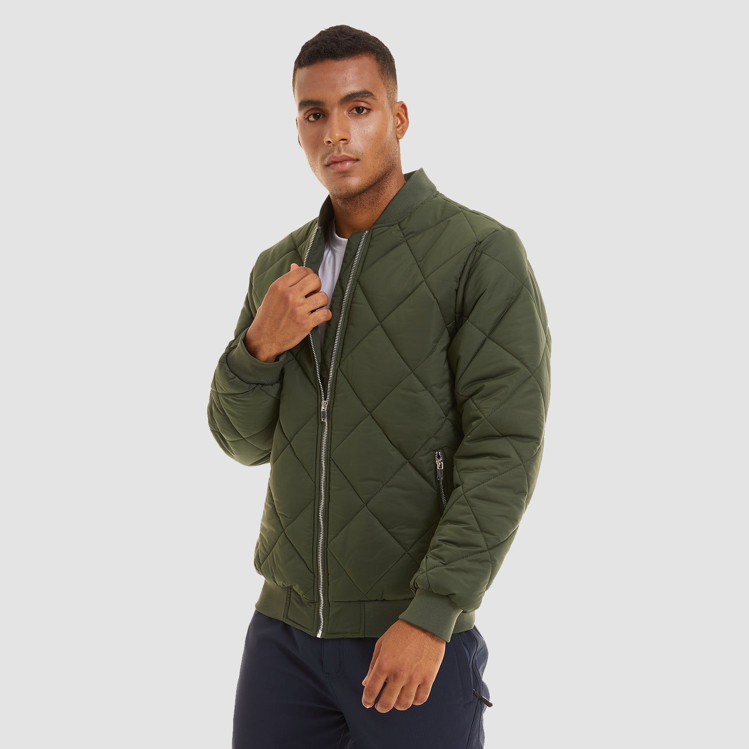 Men's Winter Bomber Jacket Outerwear with Zipper Pockets Thicken Warm Windbreaker Coats
