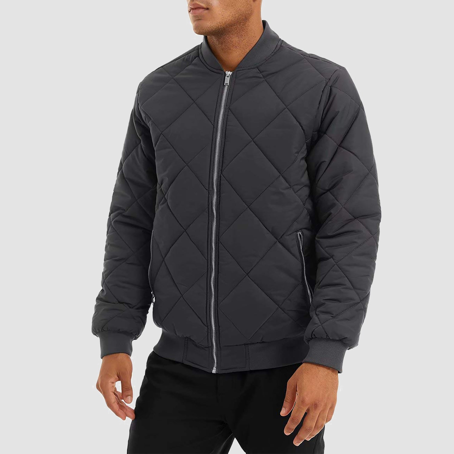 Men's Winter Bomber Jacket Outerwear with Zipper Pockets Thicken Warm Windbreaker Coats