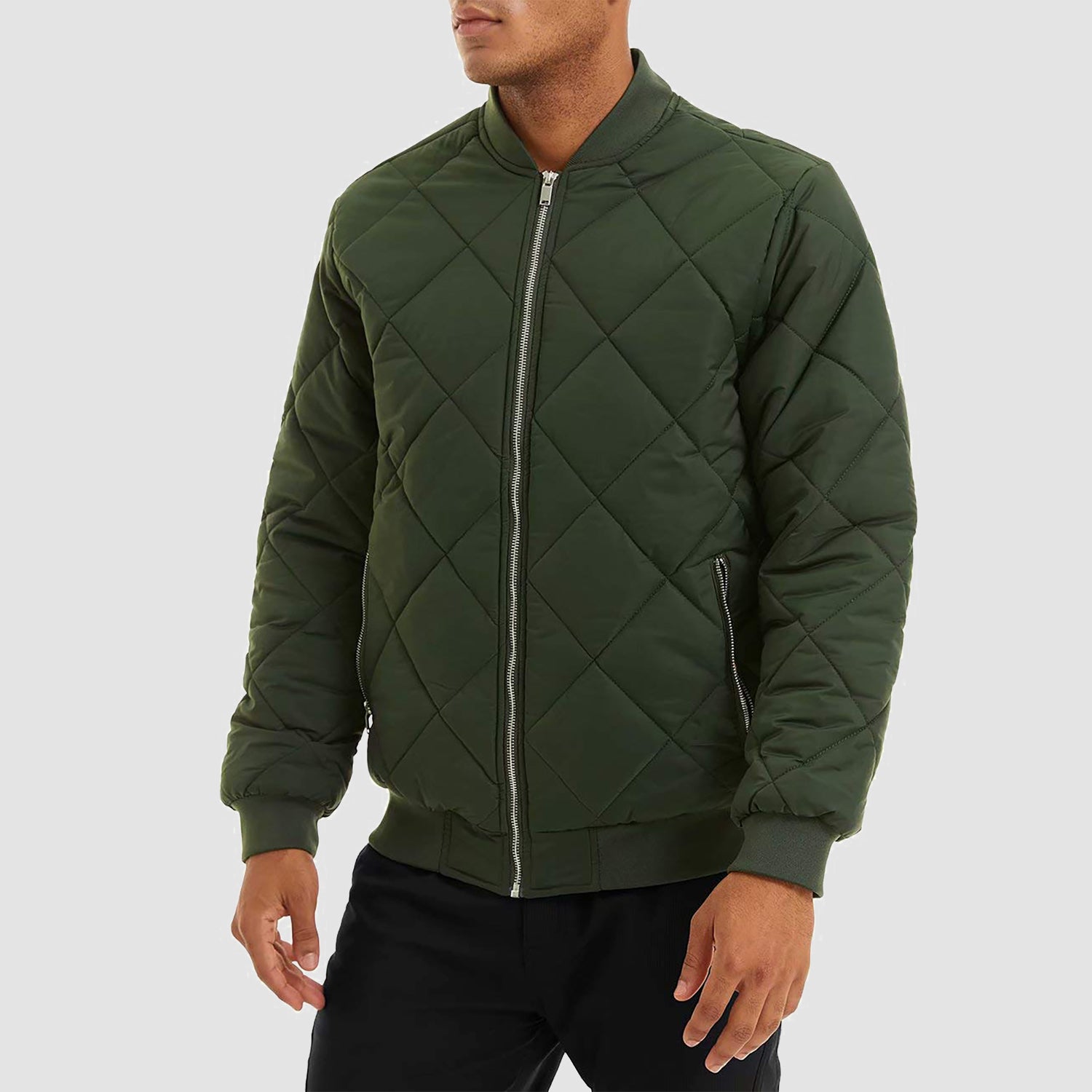 Men's Winter Bomber Jacket Outerwear with Zipper Pockets Thicken Warm Windbreaker Coats