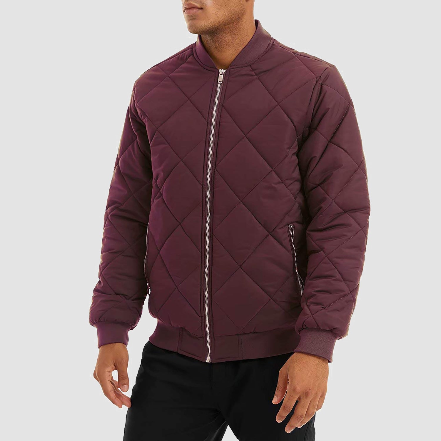 Men's Winter Bomber Jacket Outerwear with Zipper Pockets Thicken Warm Windbreaker Coats