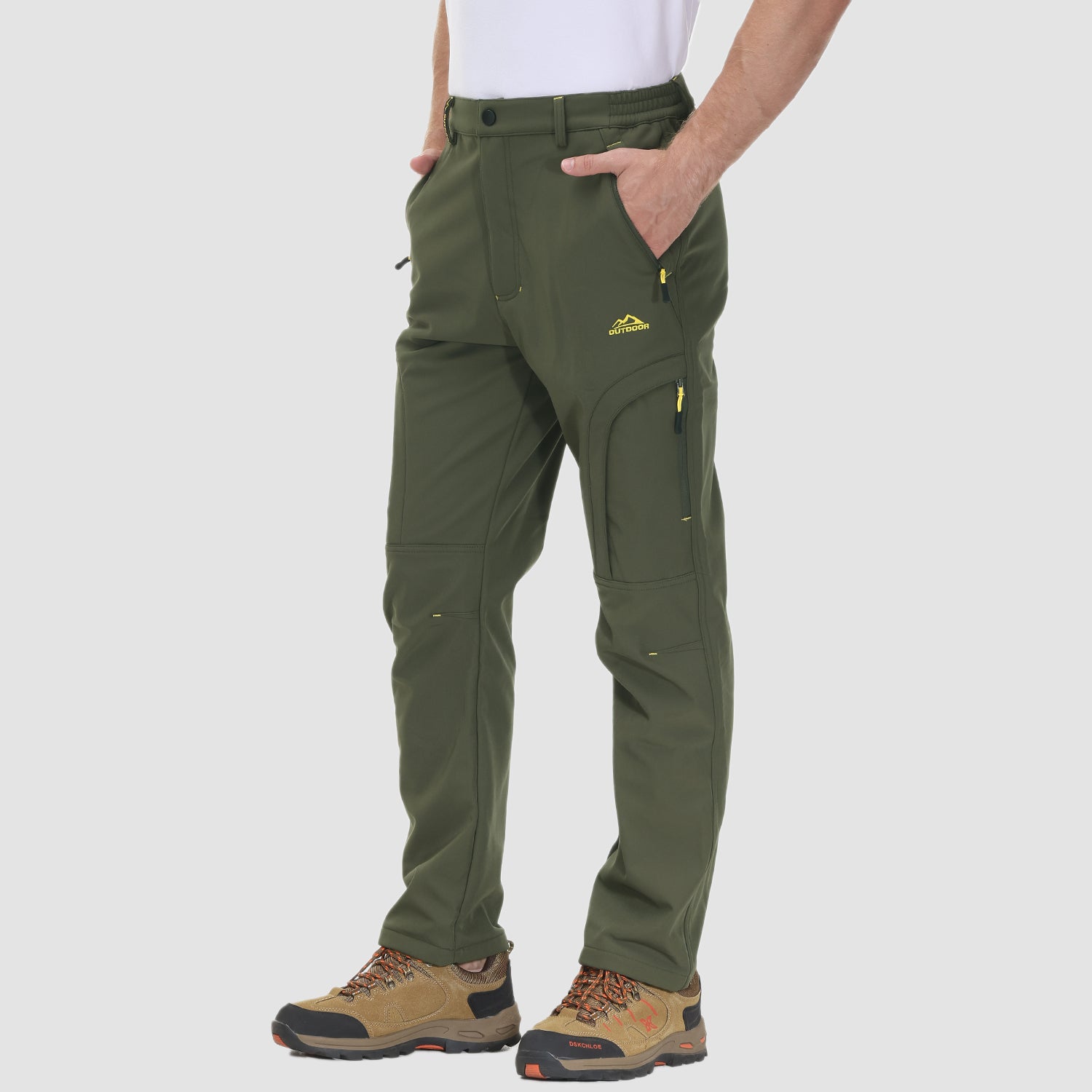 Men's Winter Pants with 5 Zip Pockets Snow Ski Pants Fleece Lined Water Resistant Hiking Pants - MAGCOMSEN