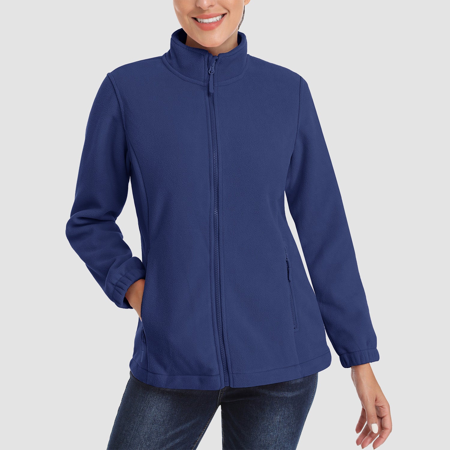 Women's Fleece Jacket Soft Full Zip Warm Long Sleeve with 2 Zipper Pockets Winter Jackets - MAGCOMSEN