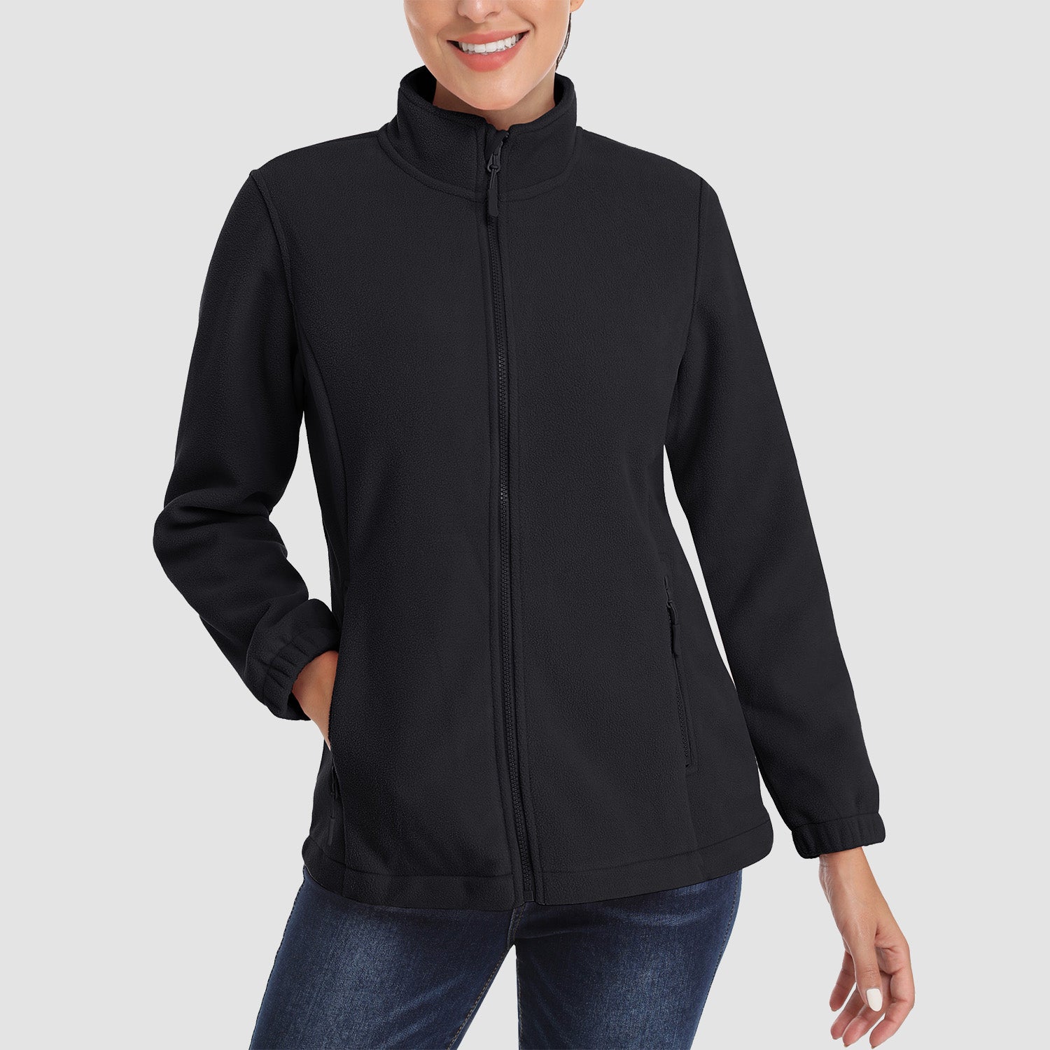 Women's Fleece Jacket Soft Full Zip Warm Long Sleeve with 2 Zipper Pockets Winter Jackets - MAGCOMSEN
