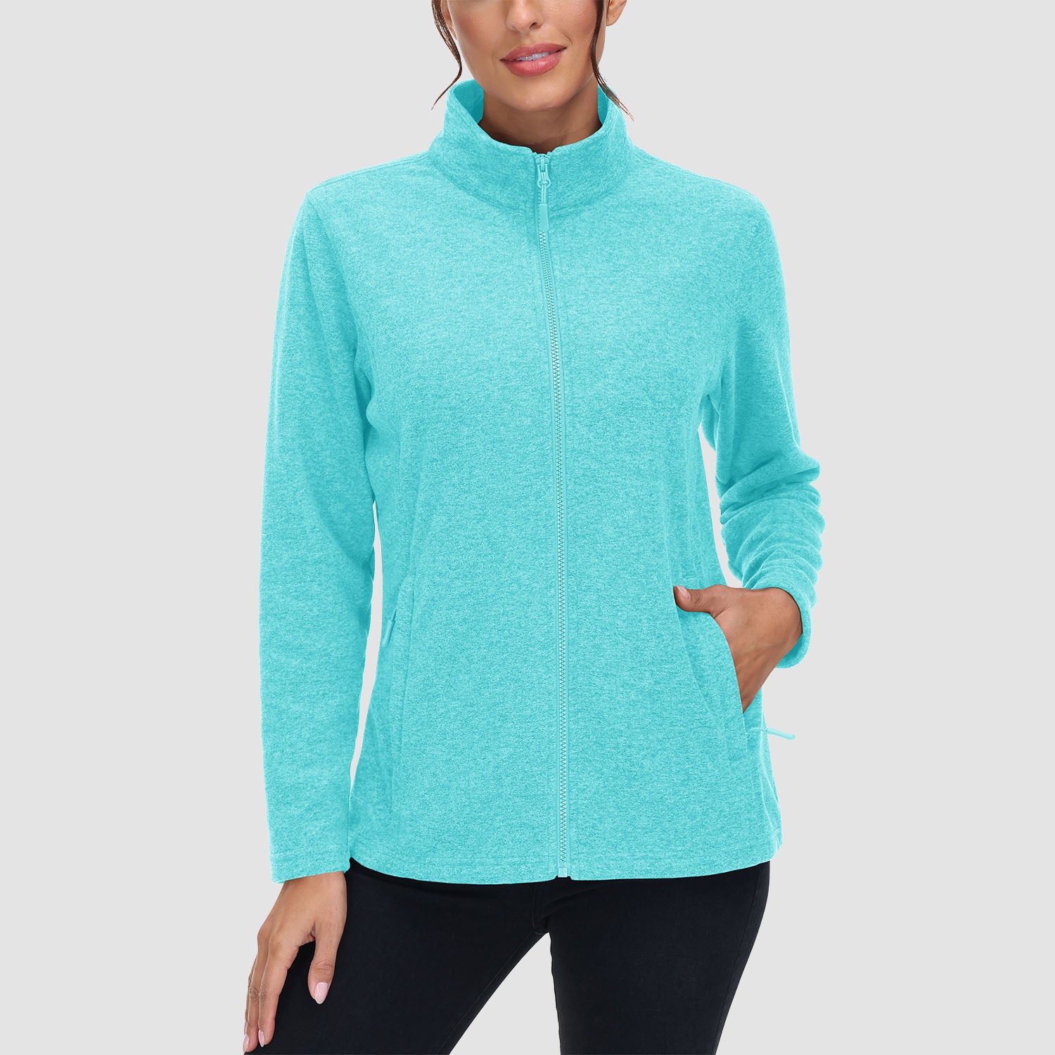 Women's Full Zip Fleece Jacket - Zip Pockets, Warm