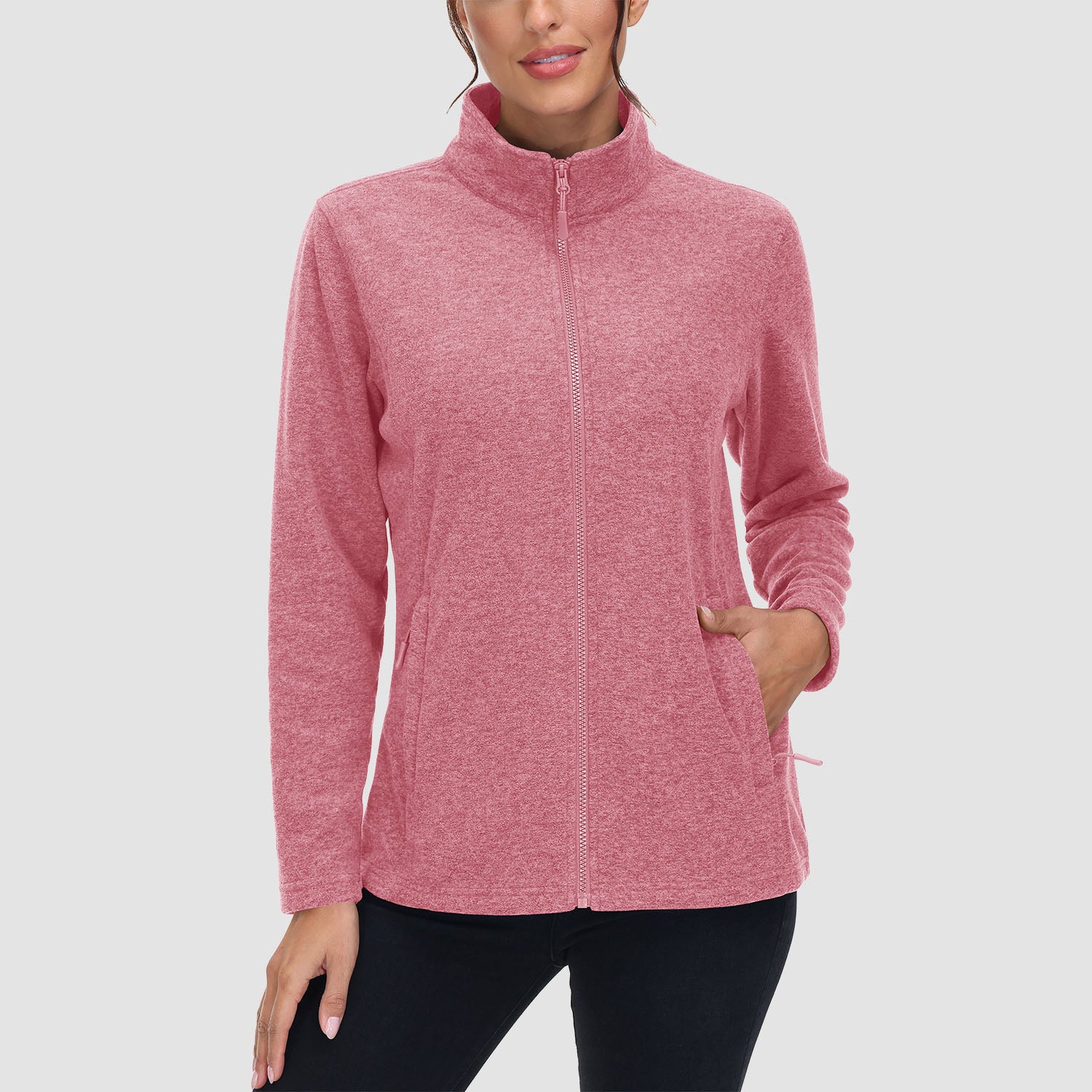 Women's Full Zip Fleece Jacket - Zip Pockets, Warm