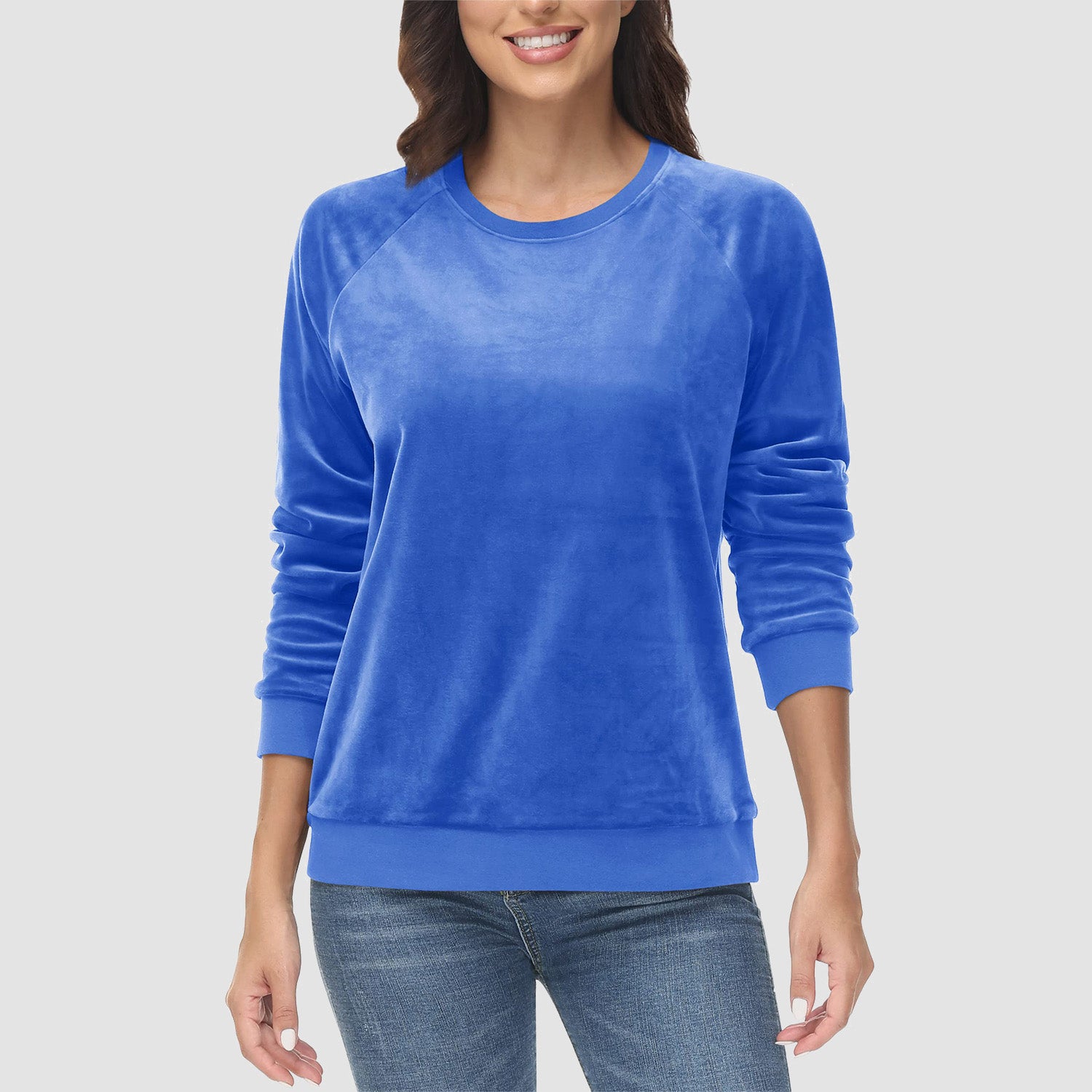 Women's Sweatshirt Crewneck Pullover Casual Long Sleeve Shirts Fleece Warm Velour Sweatshirts - MAGCOMSEN