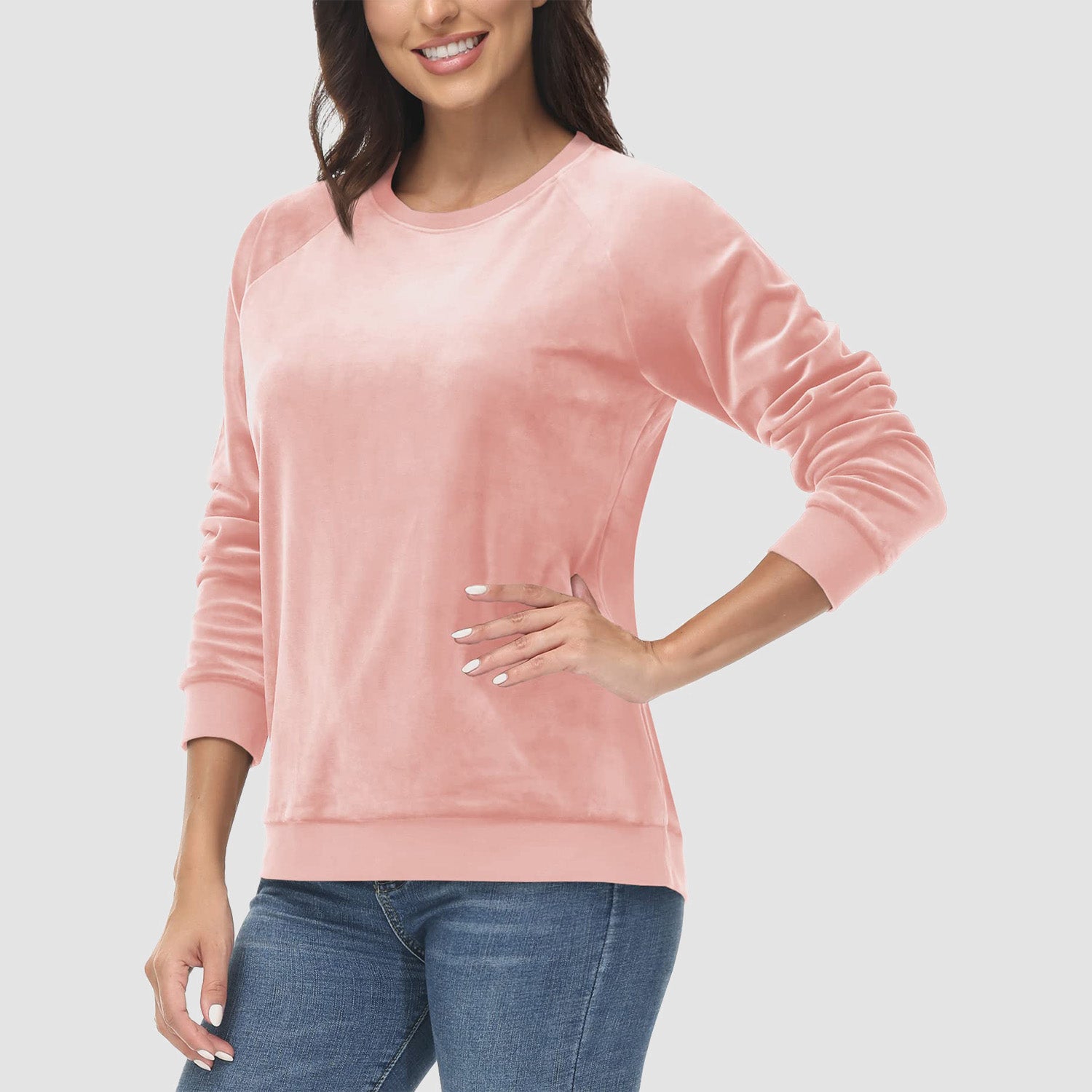 Women's Sweatshirt Crewneck Pullover Casual Long Sleeve Shirts Fleece Warm Velour Sweatshirts - MAGCOMSEN