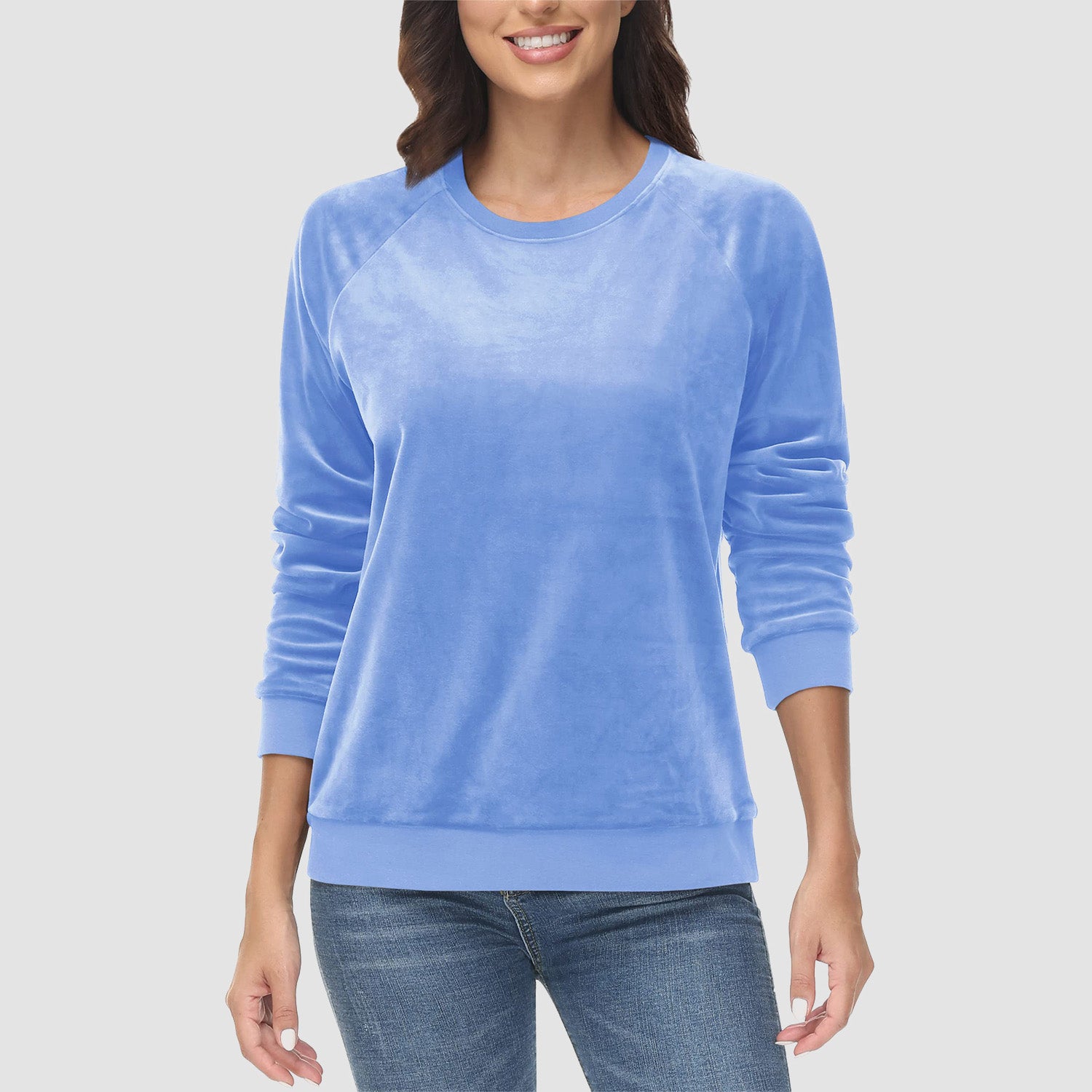 Women's Sweatshirt Crewneck Pullover Casual Long Sleeve Shirts Fleece Warm Velour Sweatshirts - MAGCOMSEN