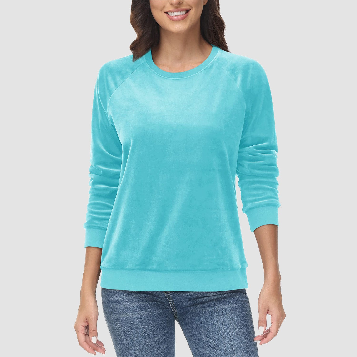 Women's Sweatshirt Crewneck Pullover Casual Long Sleeve Shirts Fleece Warm Velour Sweatshirts - MAGCOMSEN