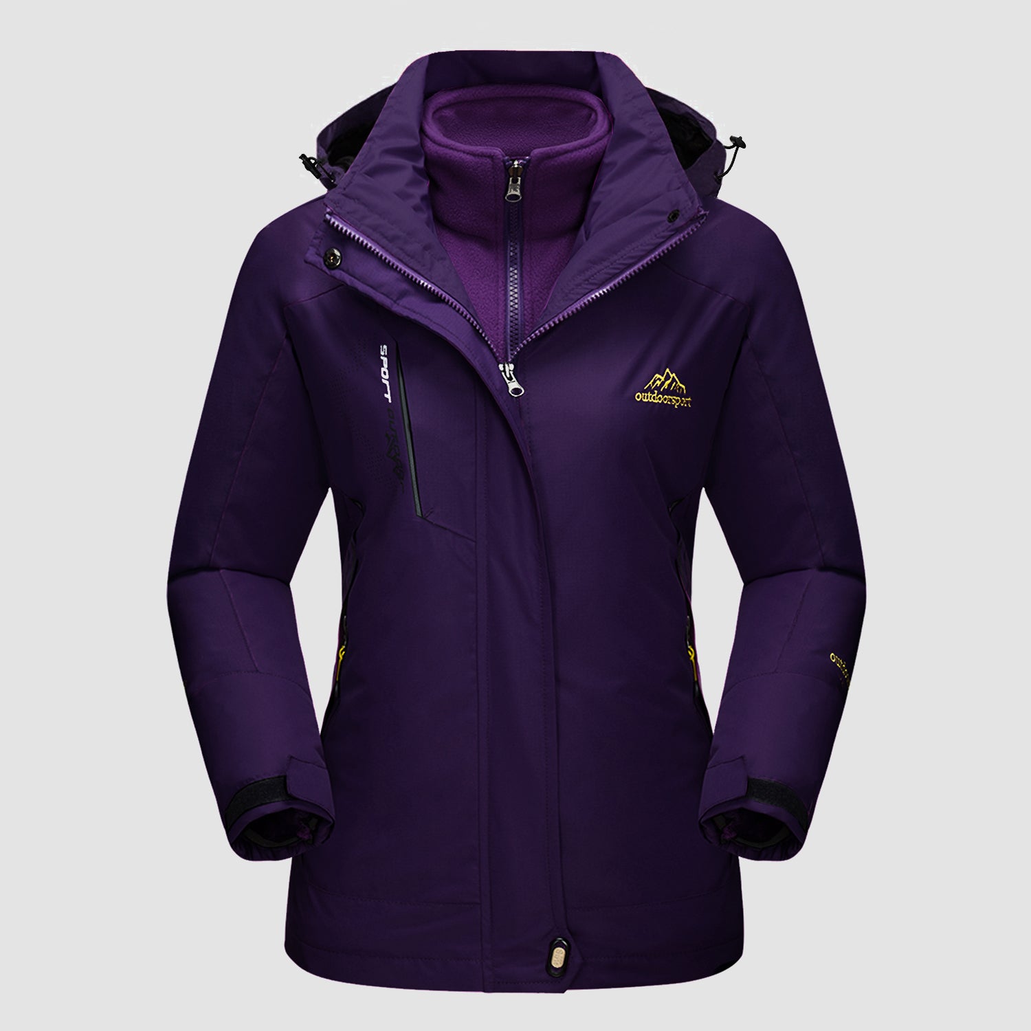 Women’s 3-in-1 Waterproof Ski Jacket with Detachable Fleece Liner Dark Purple by MAGCOMSEN #color_Dark Purple