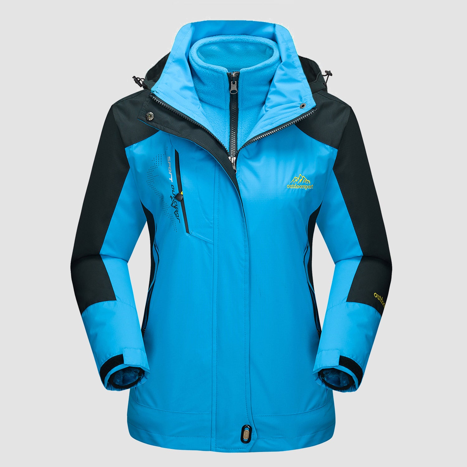 Women’s 3-in-1 Waterproof Ski Jacket with Detachable Fleece Liner Blue by MAGCOMSEN #color_Blue
