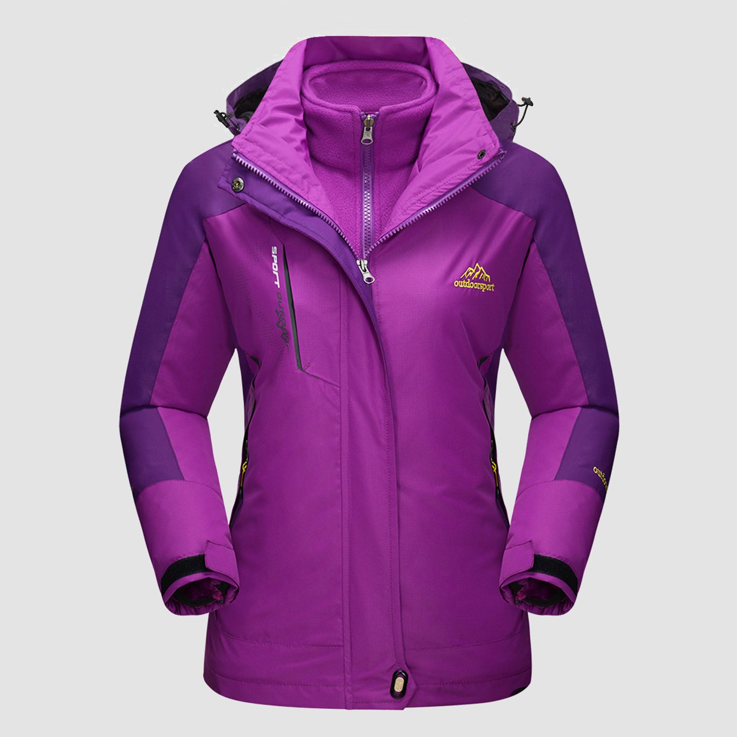Women’s 3-in-1 Waterproof Ski Jacket with Detachable Fleece Liner Purple by MAGCOMSEN #color_Purple
