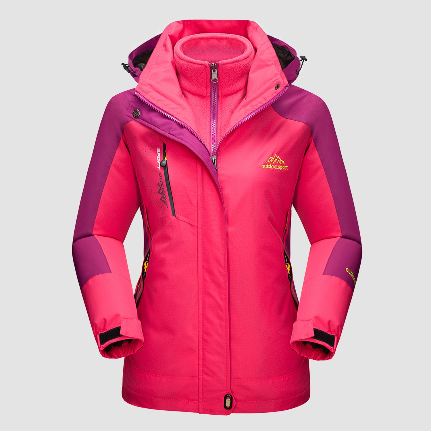Women’s 3-in-1 Waterproof Ski Jacket with Detachable Fleece Liner Rose Pink by MAGCOMSEN #color_Rose Pink