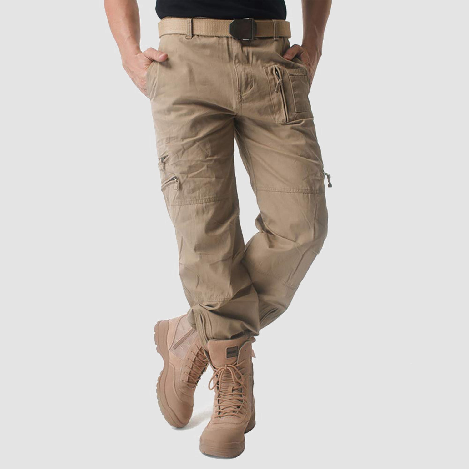 Men's Tactical Cargo Pants with 9 Pockets for Hiking - MAGCOMSEN Color_Sand