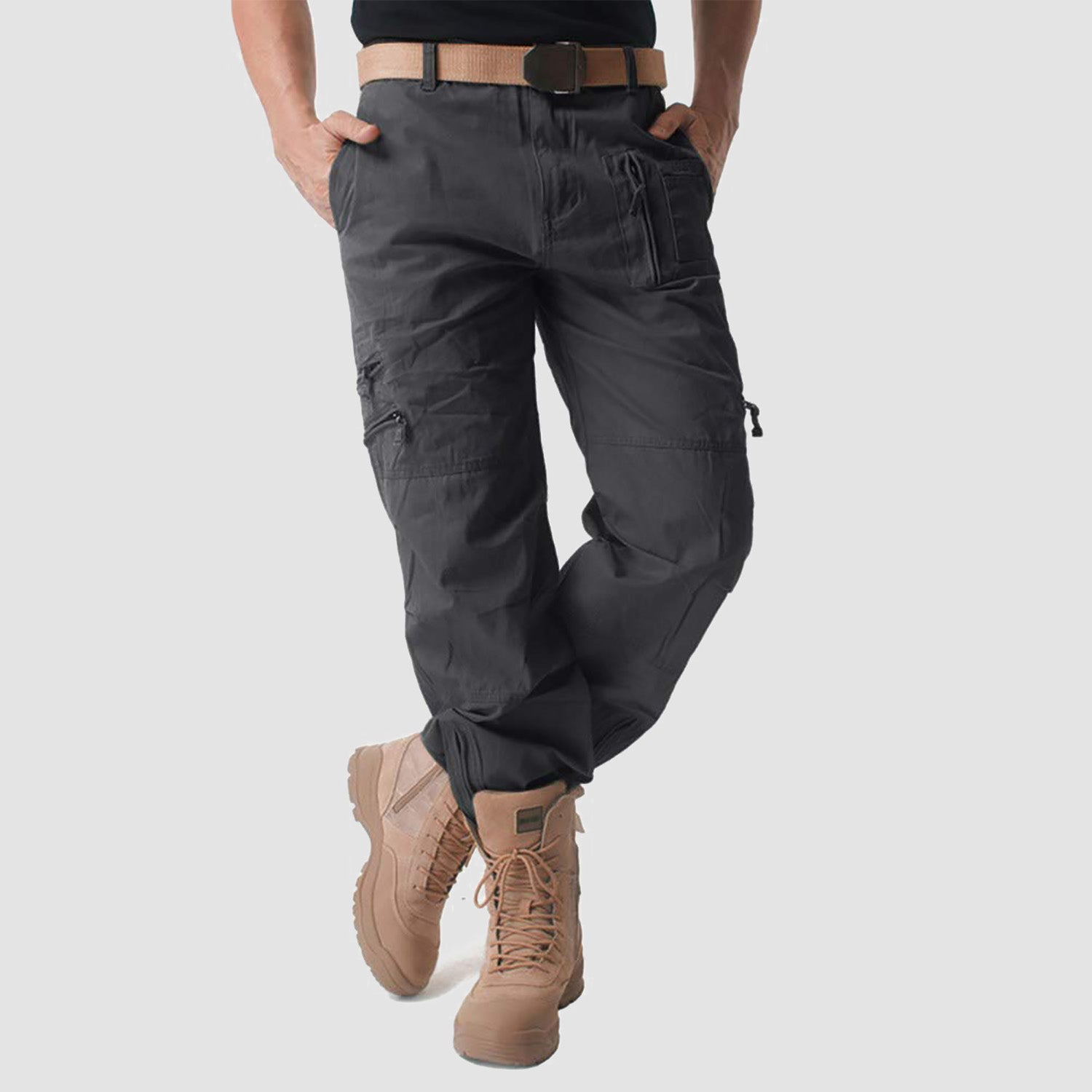 Men's Tactical Cargo Pants with 9 Pockets for Hiking - MAGCOMSEN Color_Grey