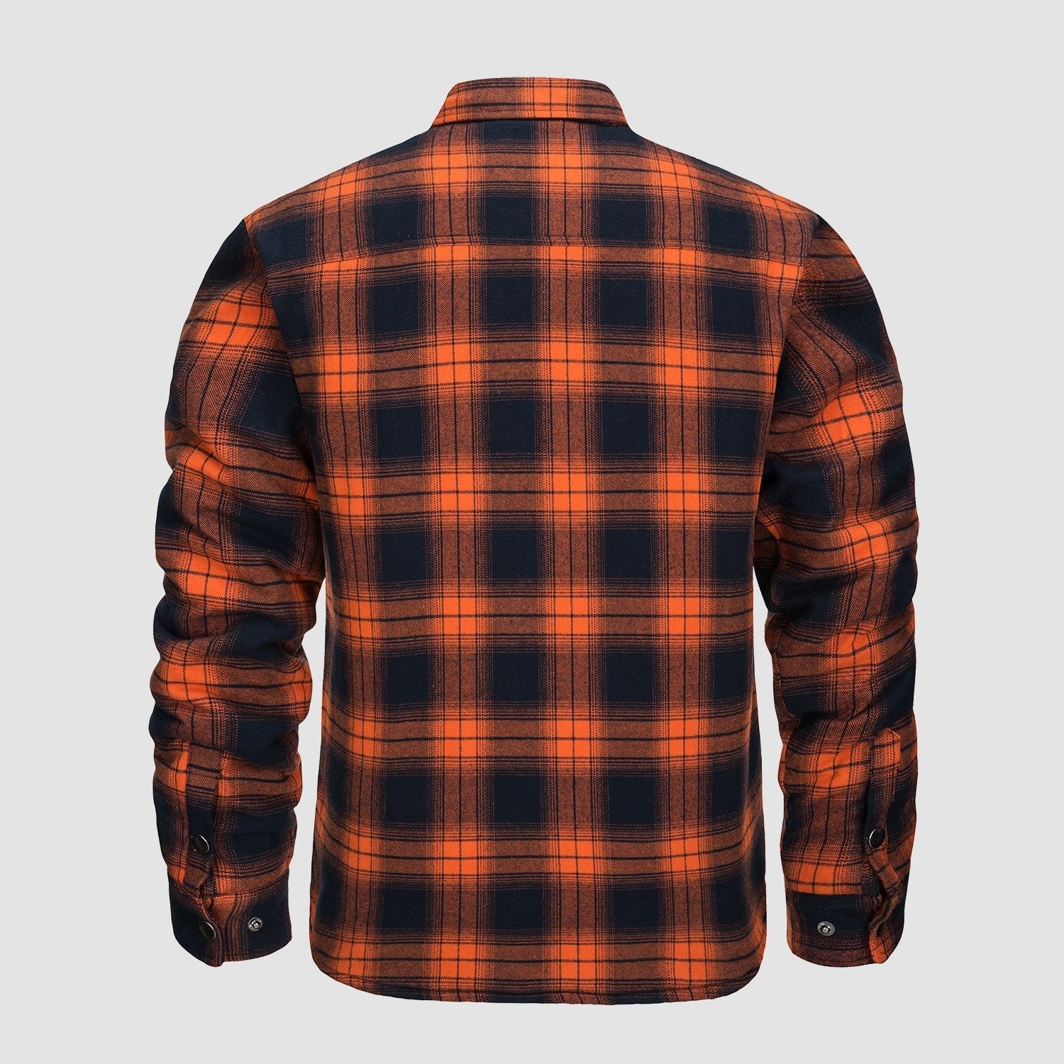 Orange Men's Quilted Flannel Jacket - Warm Winter Padded Shirt - MAGCOMSEN