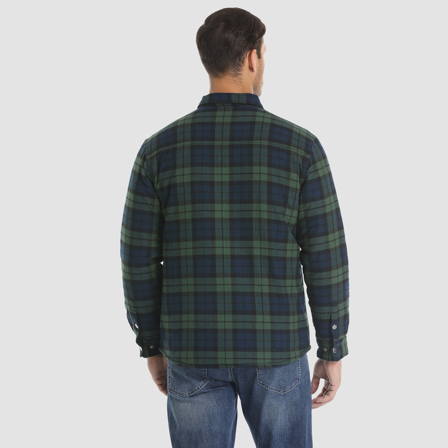 Green Men's Quilted Flannel Jacket - Warm Winter Padded Shirt - MAGCOMSEN