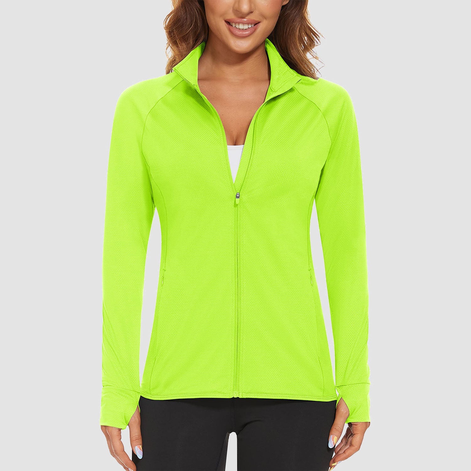 Bright Green Women's UPF 50+ Sun Protection Tennis Jacket Long Sleeve - MAGCOMSEN