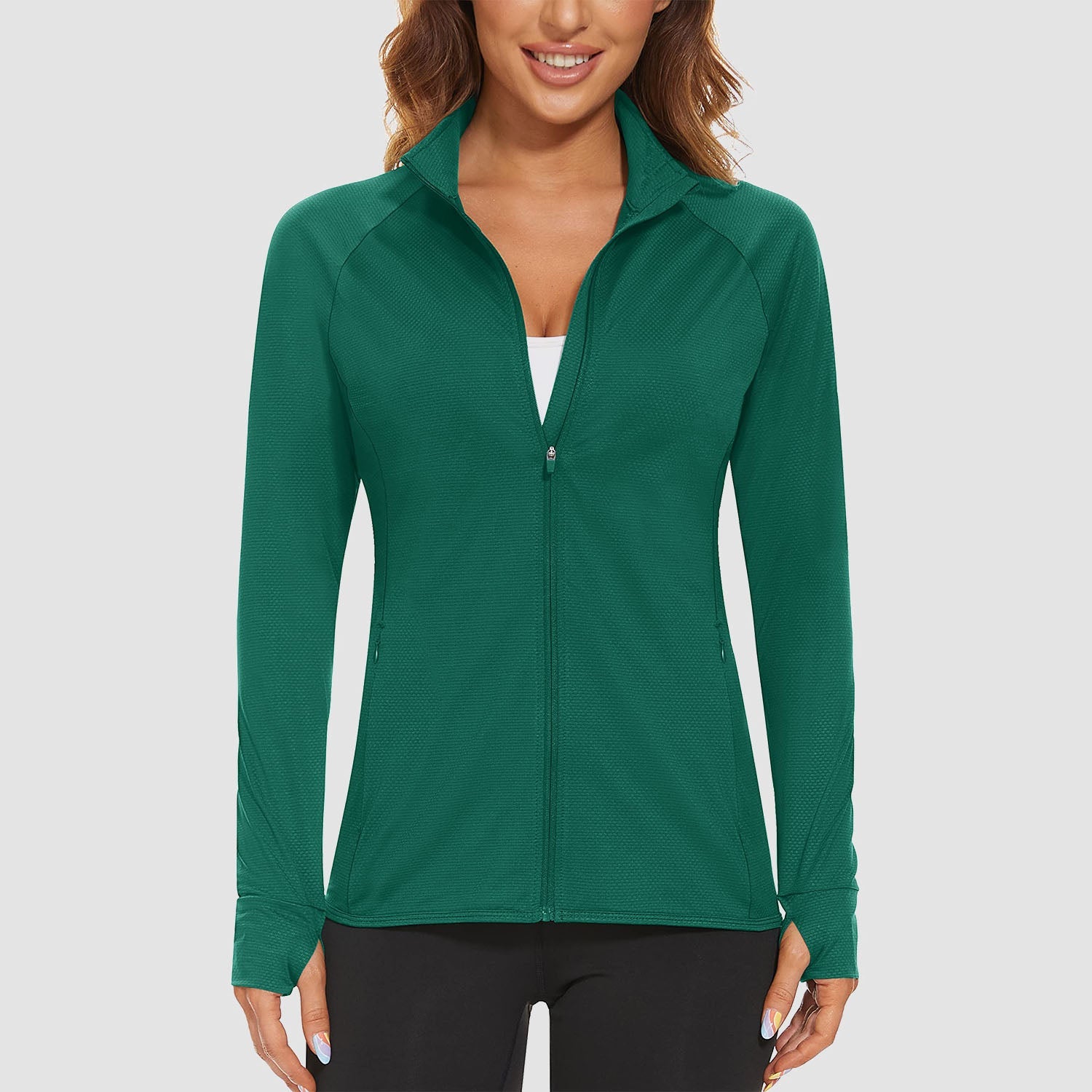 Jade Green Women's UPF 50+ Sun Protection Tennis Jacket Long Sleeve - MAGCOMSEN #Color_Jade Green